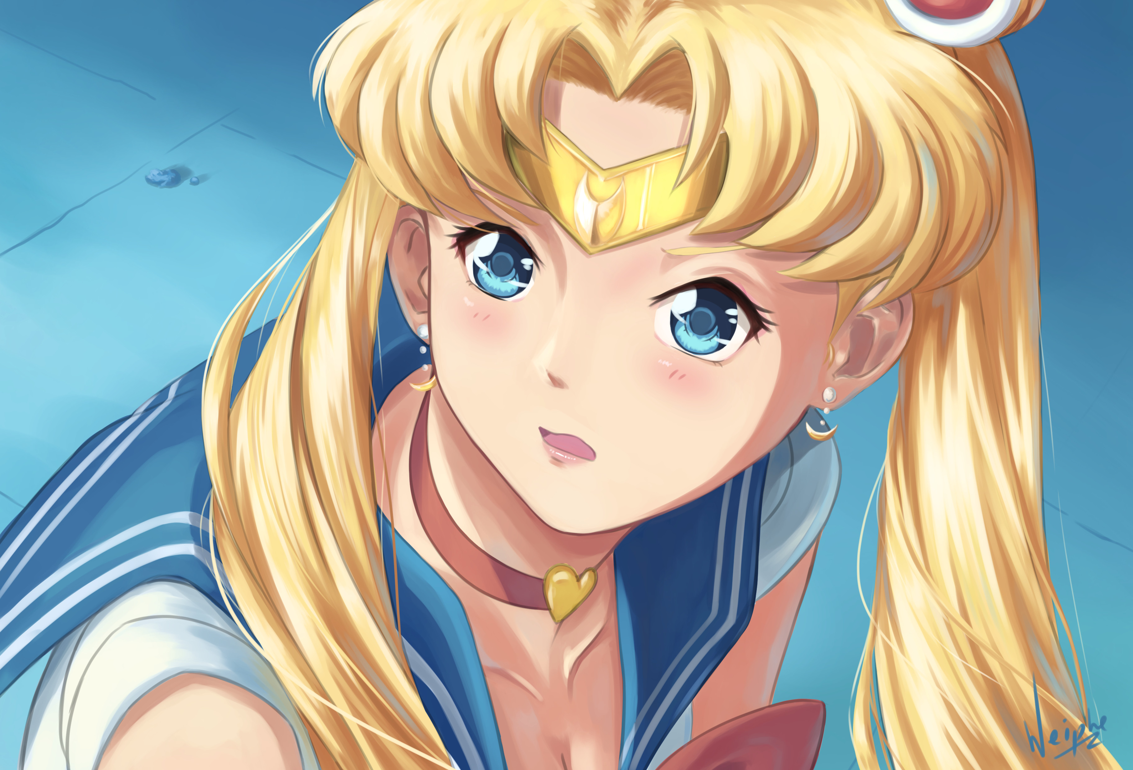 Sailor Moon Usagi Tsukino with blonde hair and blue eyes HD Wallpaper