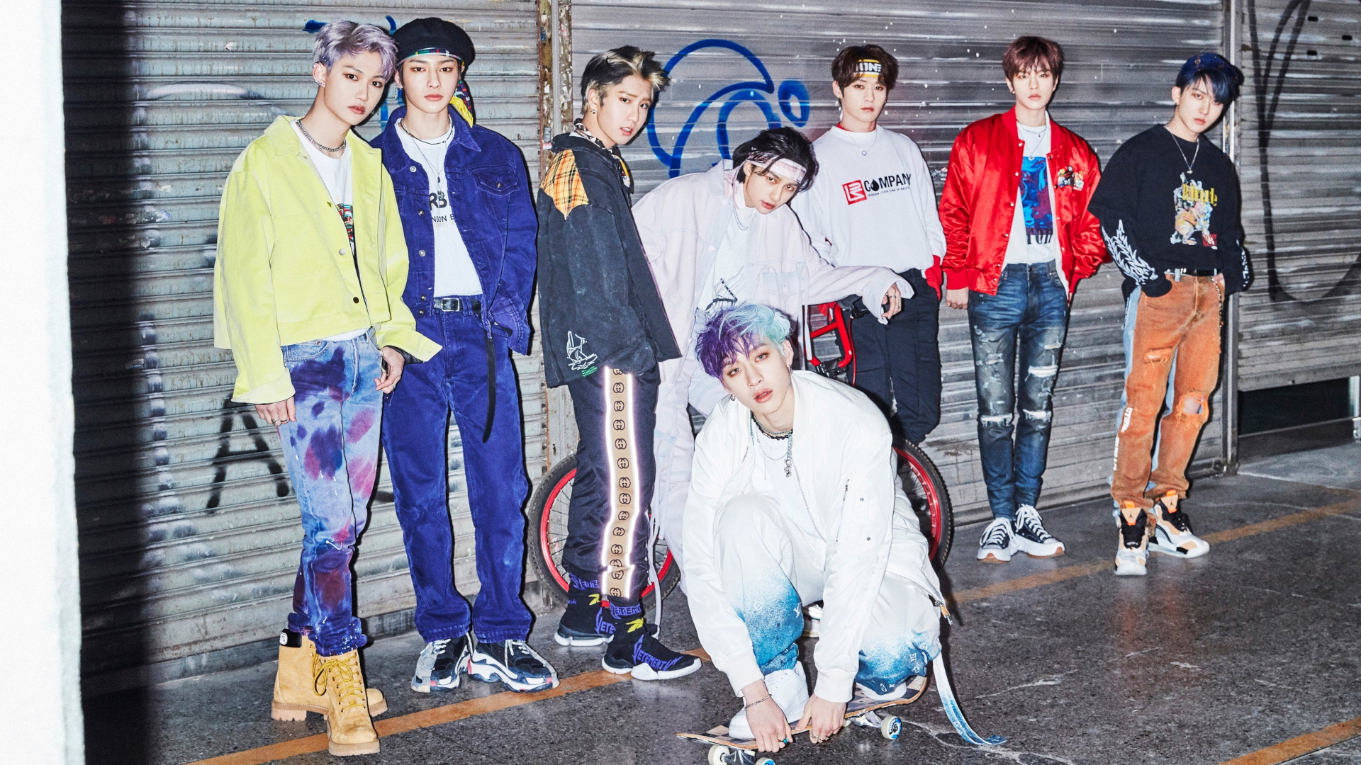 Stray Kids K-Pop Boy Band Urban Photoshoot HD Wallpaper