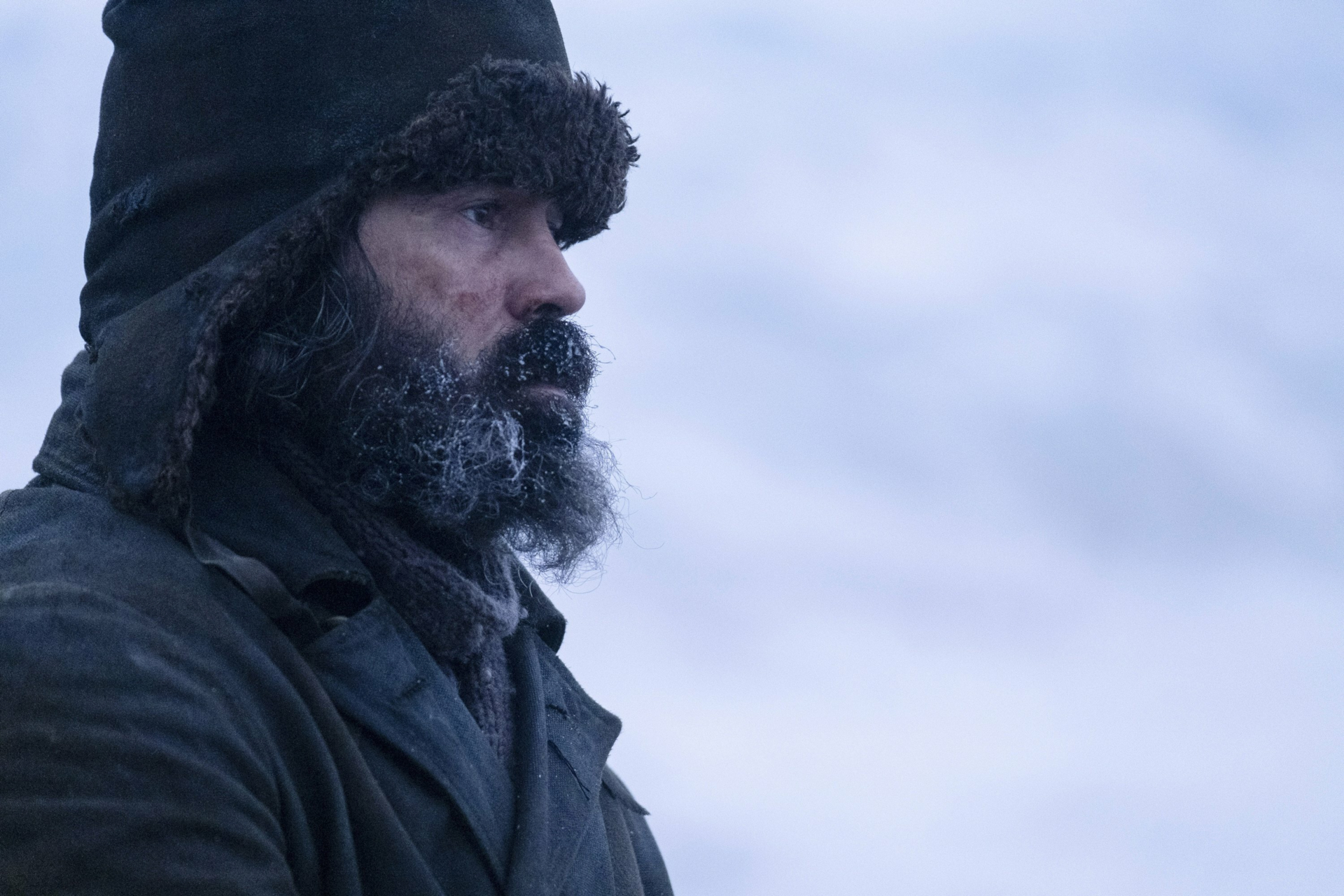 Colin Farrell in The North Water with frosted beard HD Wallpaper