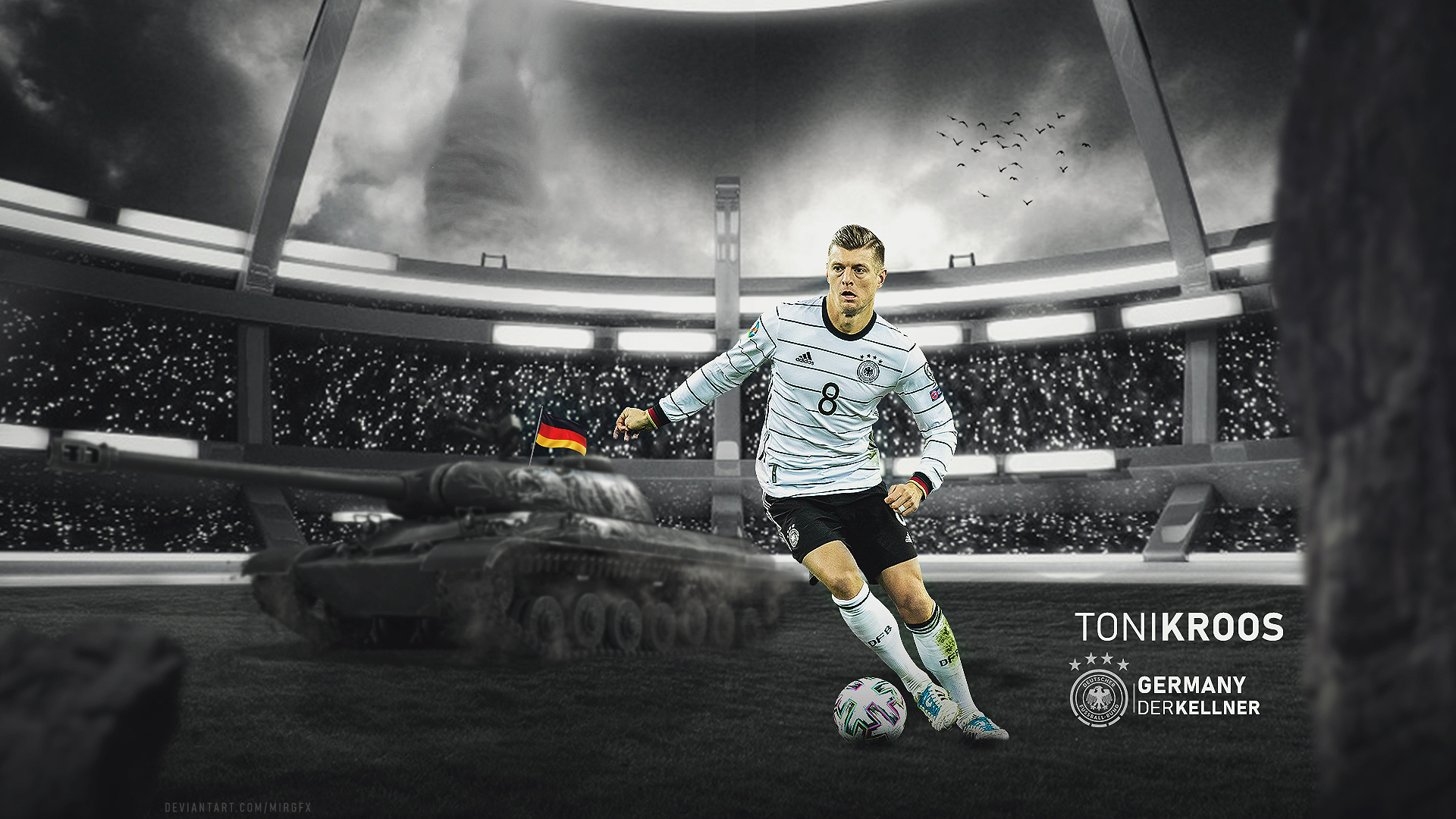 Toni Kroos German Soccer Player with Tank in Stadium HD Wallpaper