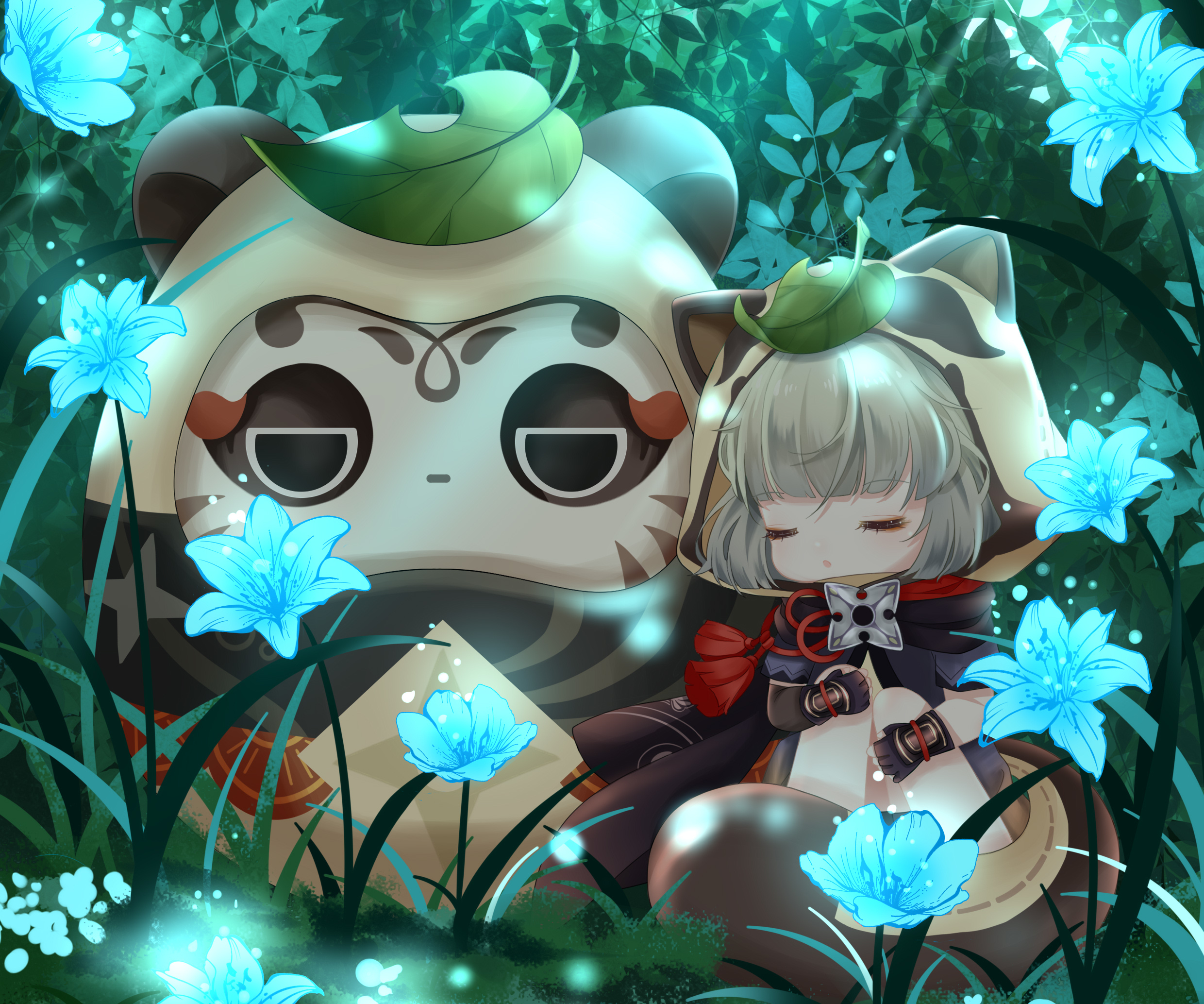 Sayu Genshin Impact Cute Forest Scene HD Wallpaper