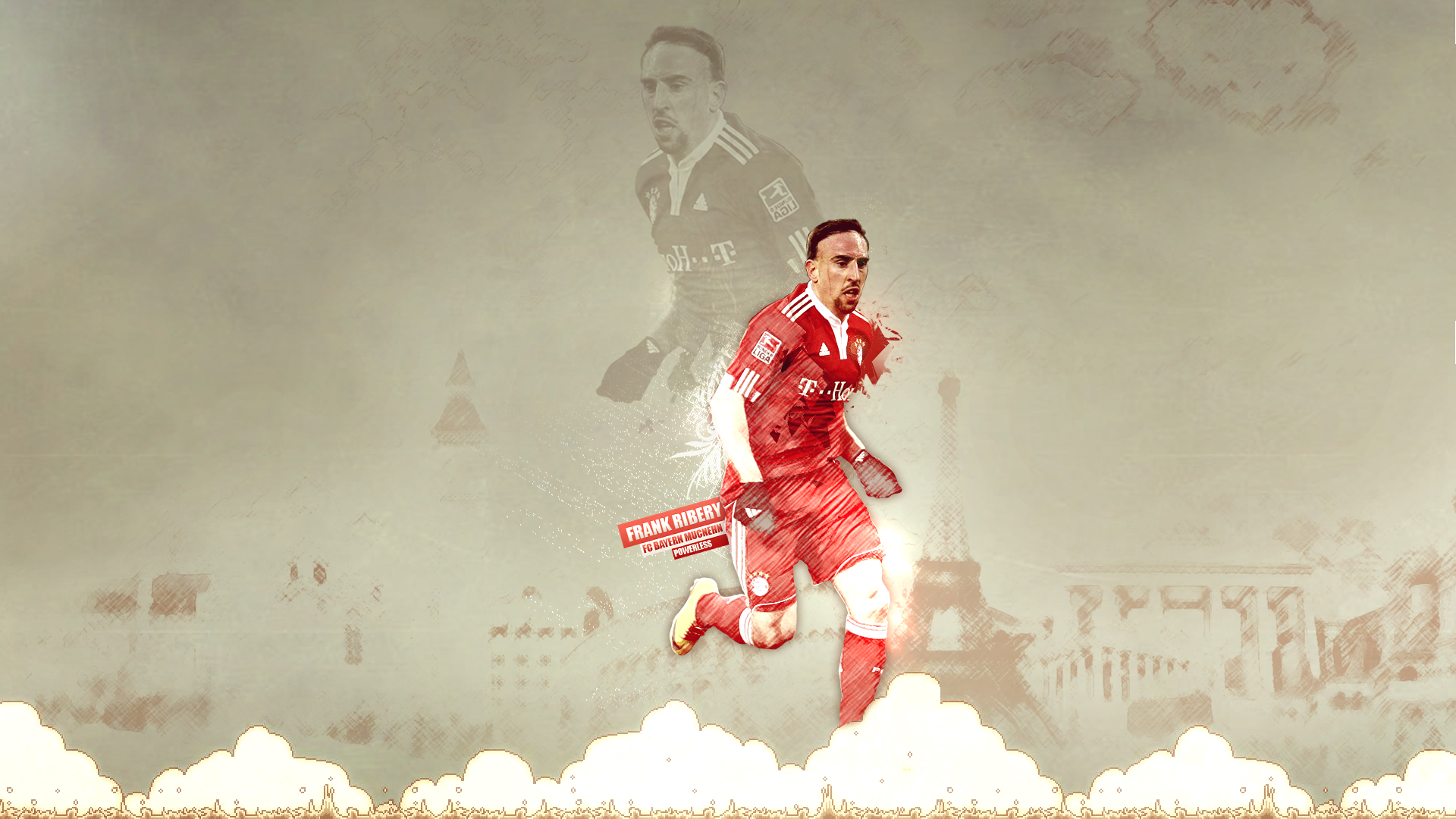 Franck Ribéry FC Bayern Munich artistic sketch HD Wallpaper