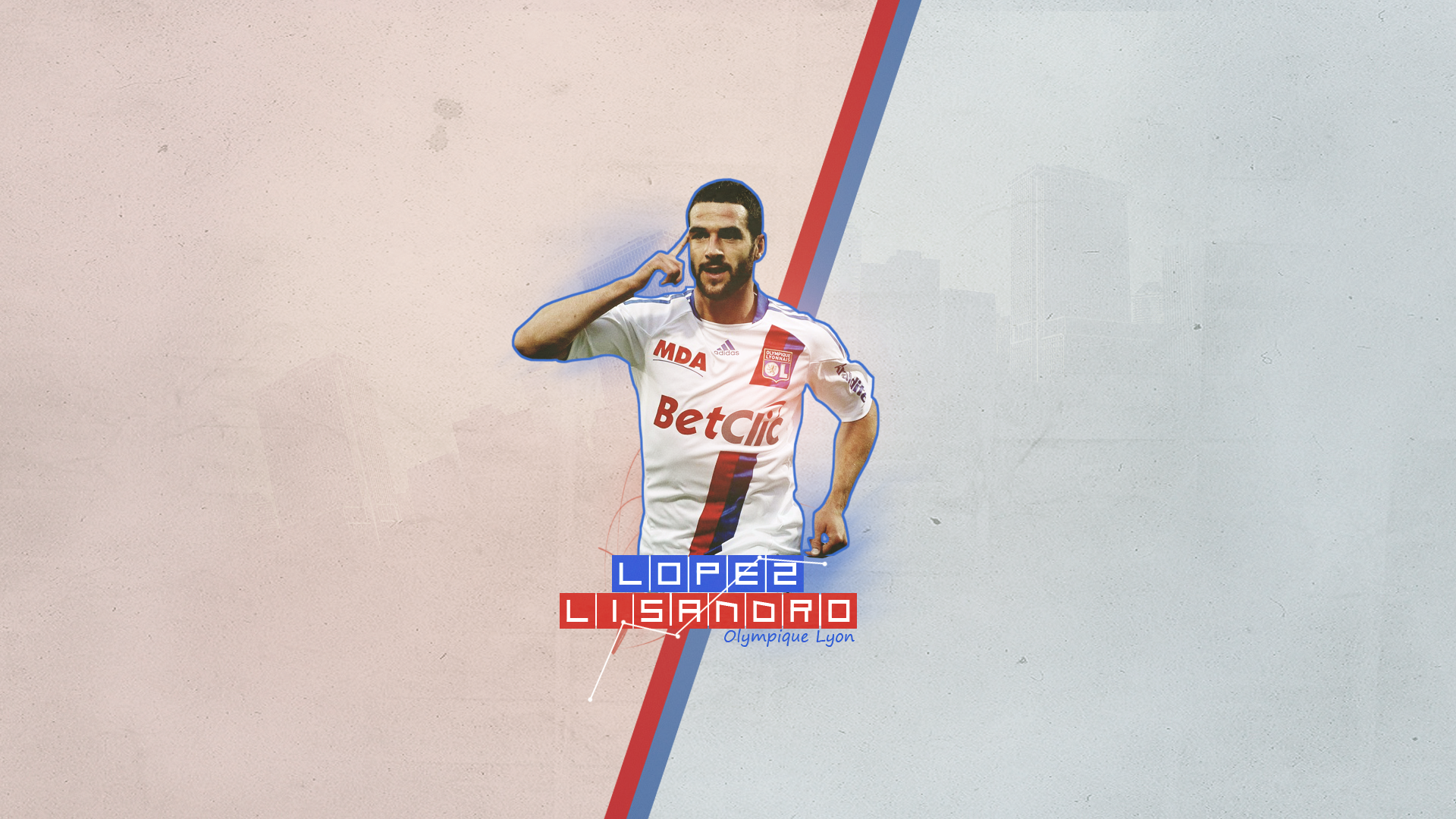 Lisandro López celebrating for Olympique Lyonnais HD Wallpaper