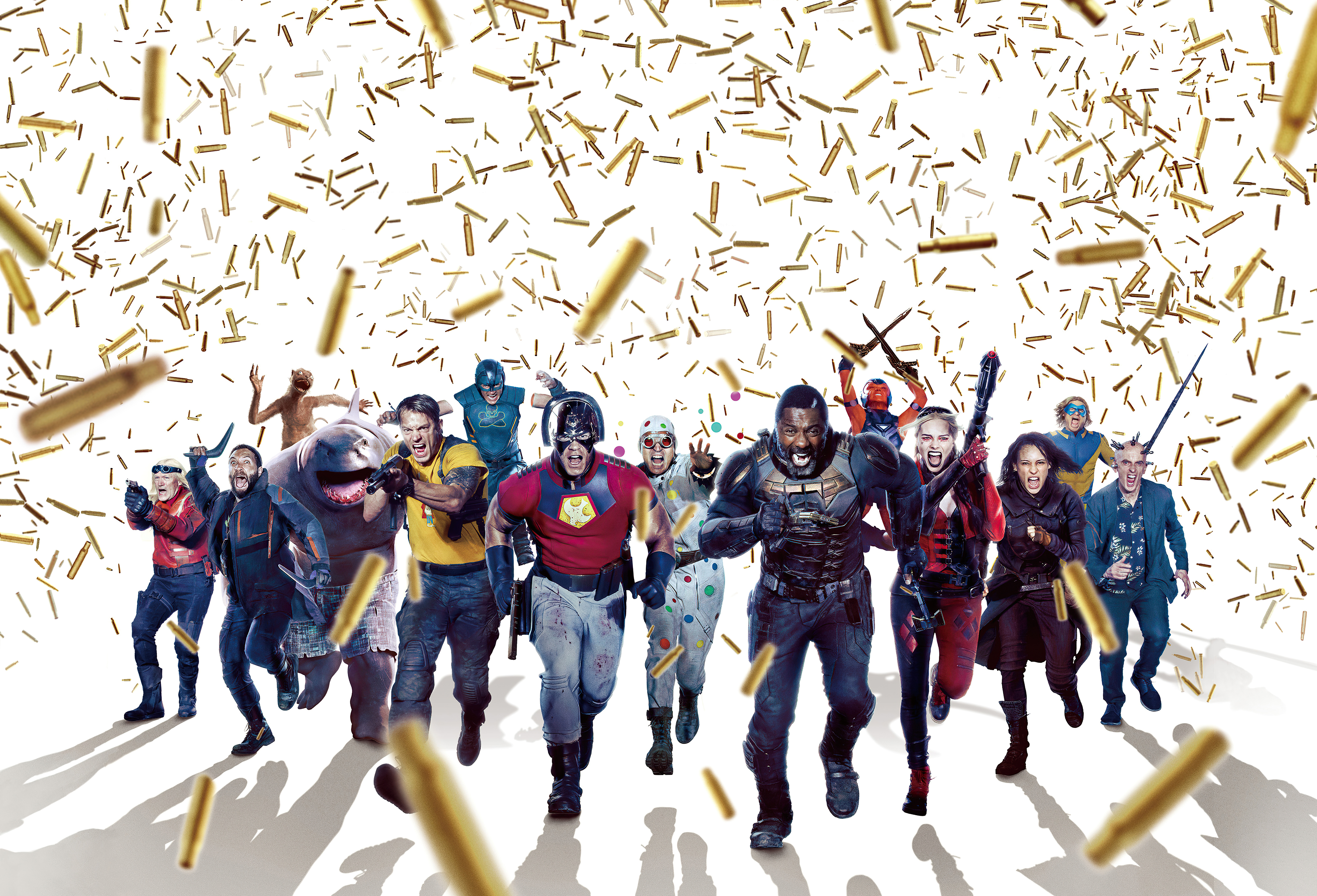 The Suicide Squad characters running with bullet casings HD Wallpaper