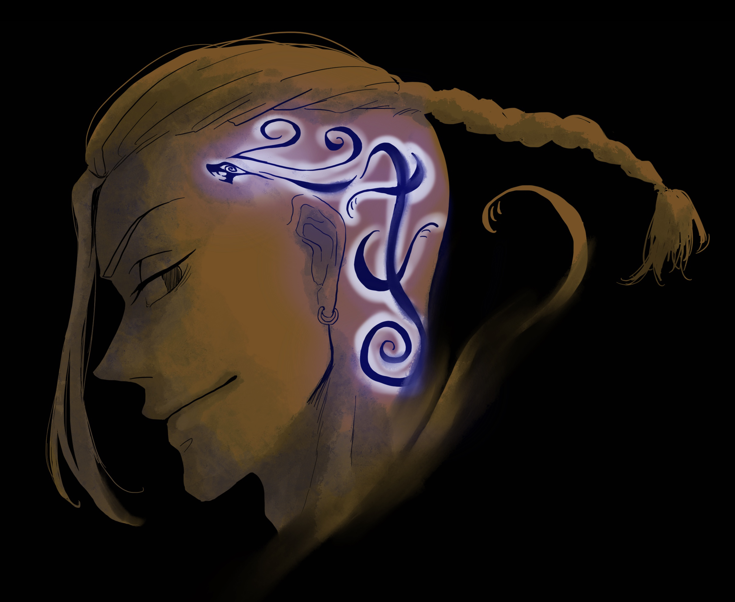 Dark portrait of Ken Ryuguji with glowing tattoo HD Wallpaper