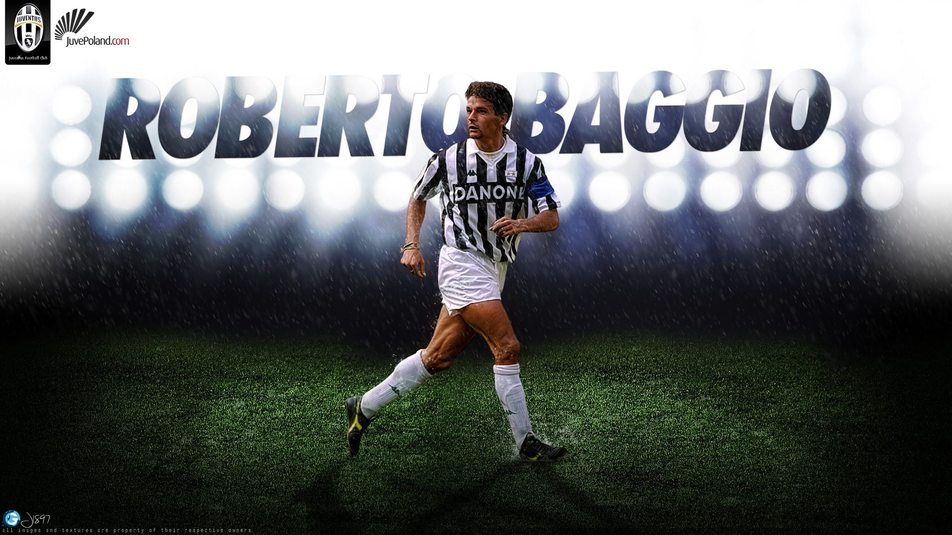 Roberto Baggio Juventus F.C. legend on illuminated pitch HD Wallpaper