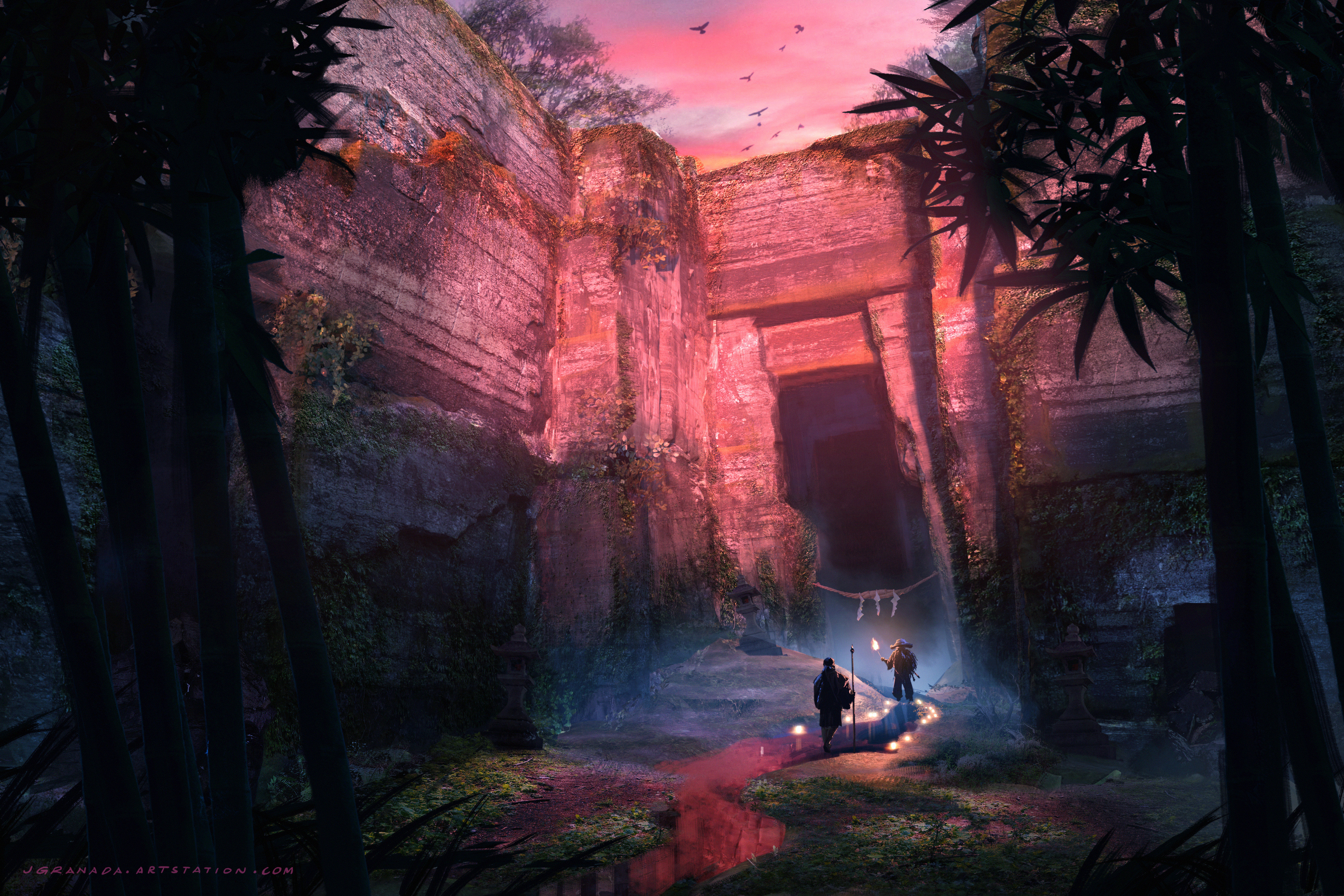 Exploring Lost Temple Ruins at Sunset HD Wallpaper