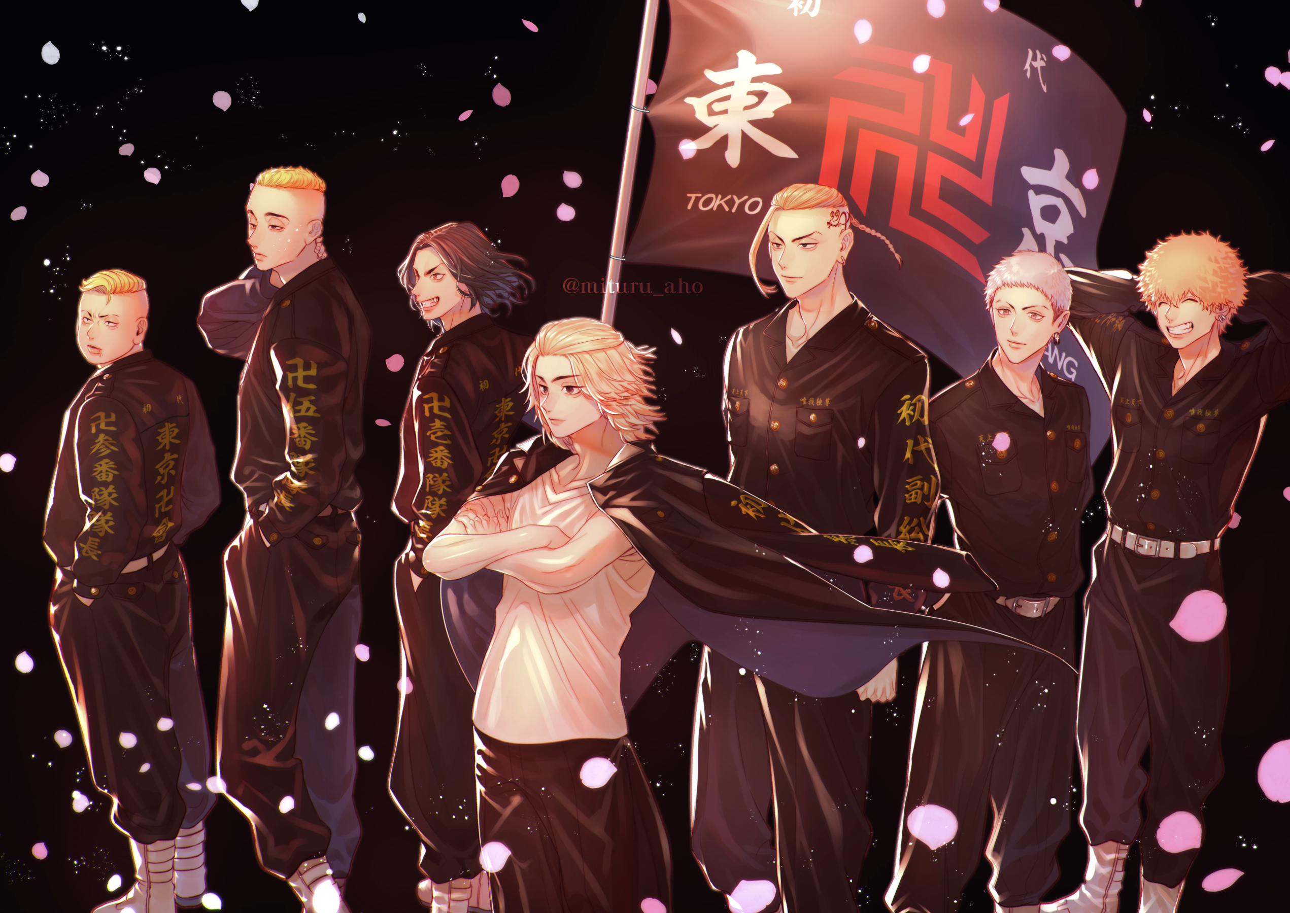 Tokyo Manji Gang Characters Standing Together HD Wallpaper