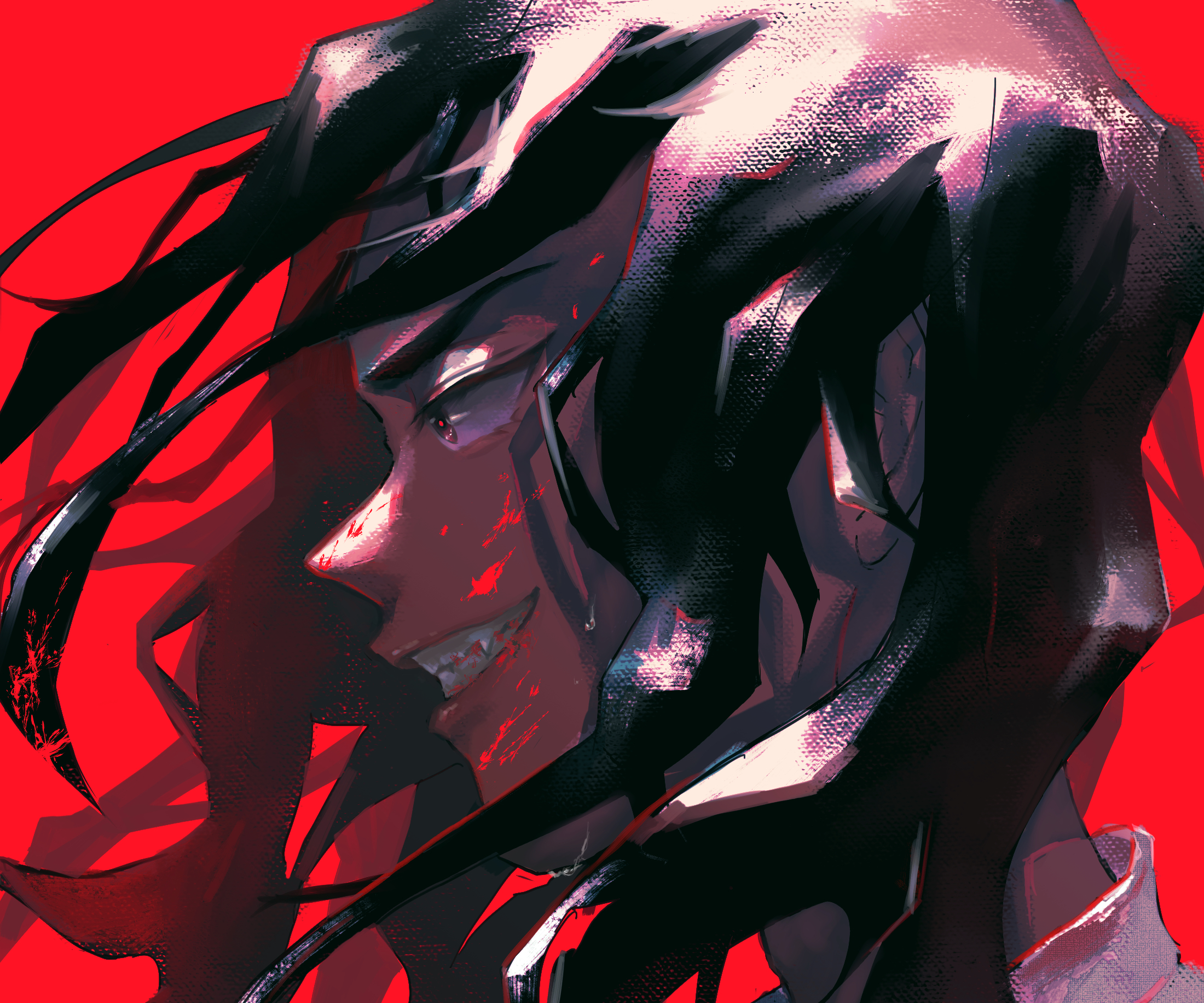 Menacing Keisuke Baji with Fangs and Blood HD Wallpaper