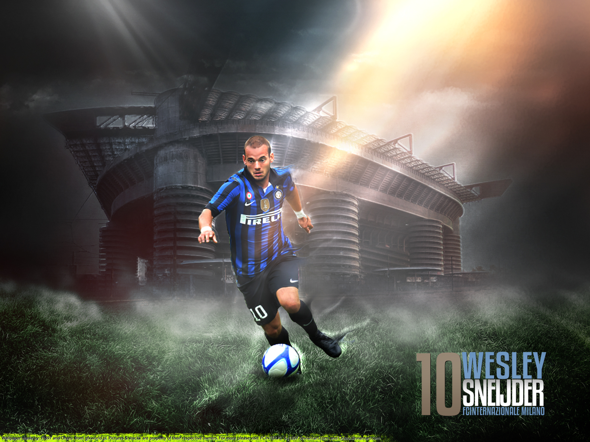 Wesley Sneijder Inter Milan Football Stadium HD Wallpaper