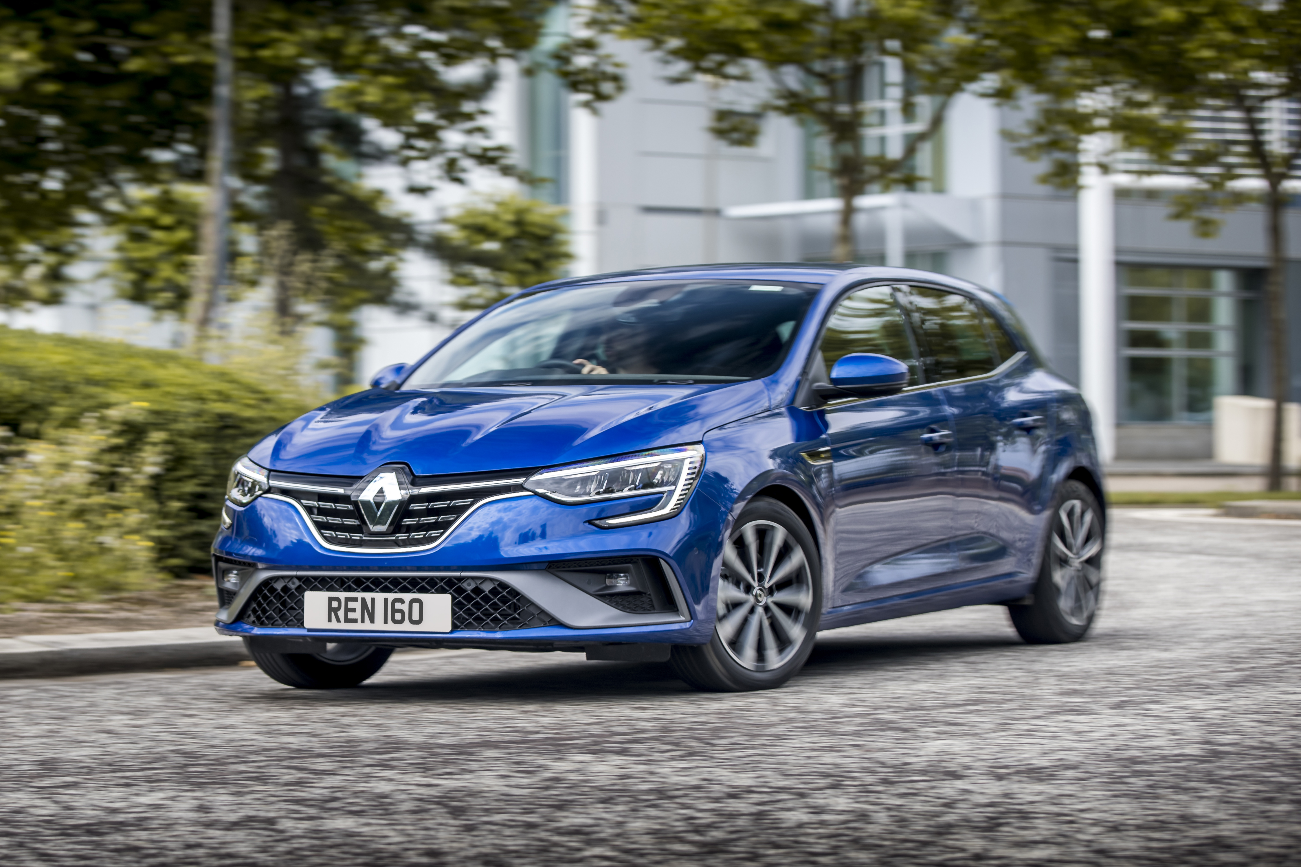 Blue Renault Mégane E-TECH Plug-in Hybrid R.S. Line driving HD Wallpaper