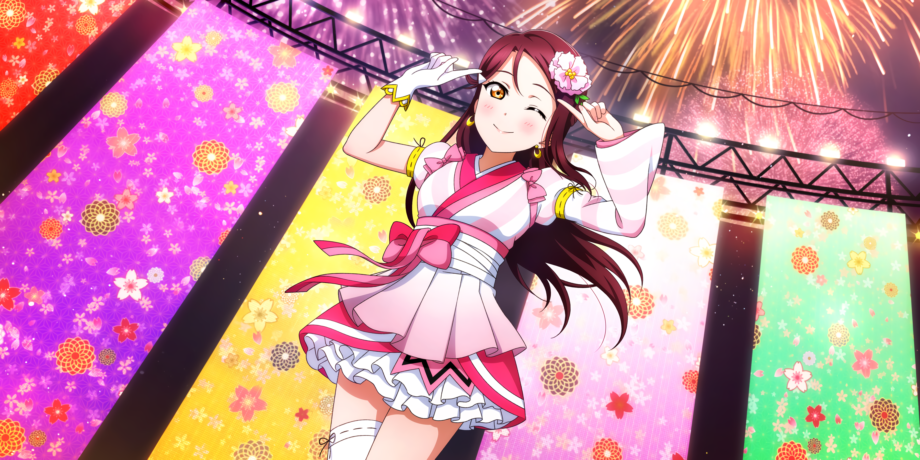 Love Live! Riko Sakurauchi's festive fireworks stage performance HD Wallpaper