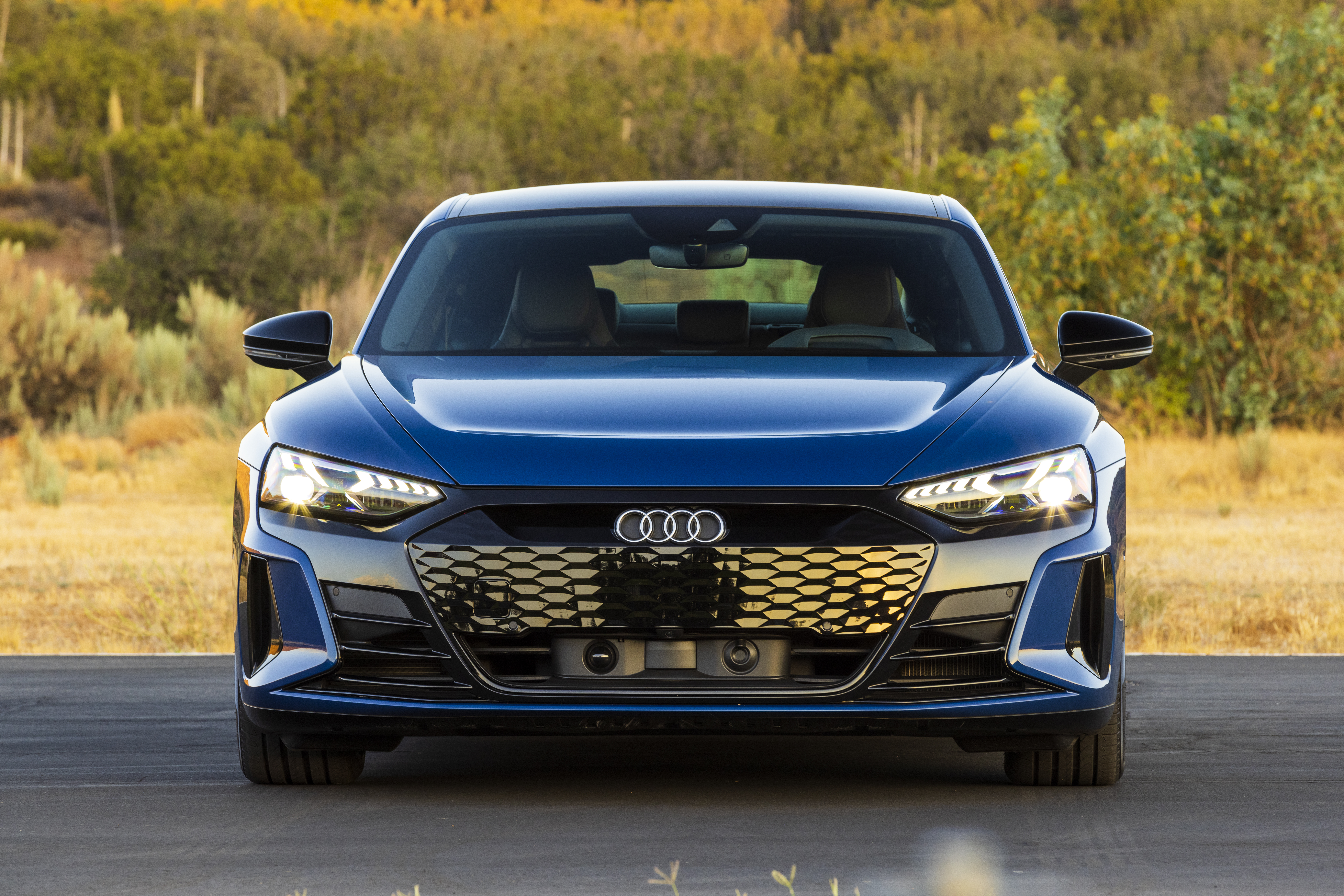 Blue Audi e-tron GT Quattro Electric Car Front View HD Wallpaper