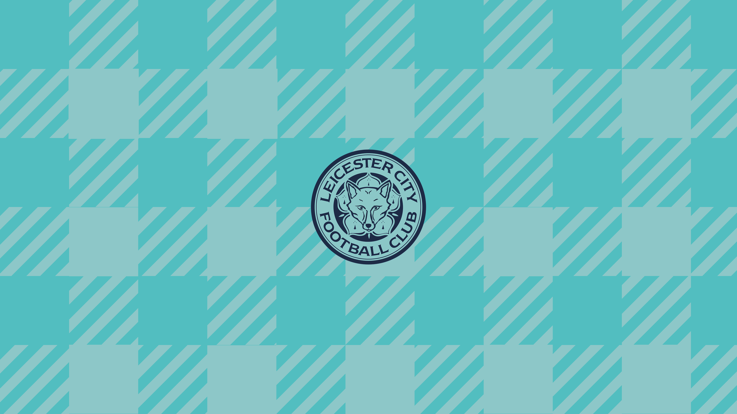 Leicester City F.C. Logo on Teal Checkered Pattern HD Wallpaper