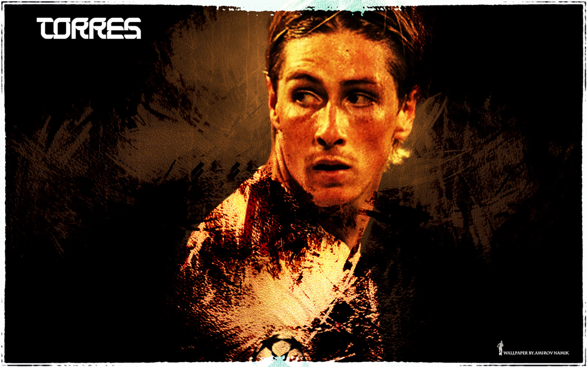 Fernando Torres Dark Grunge Soccer Portrait HD Wallpaper