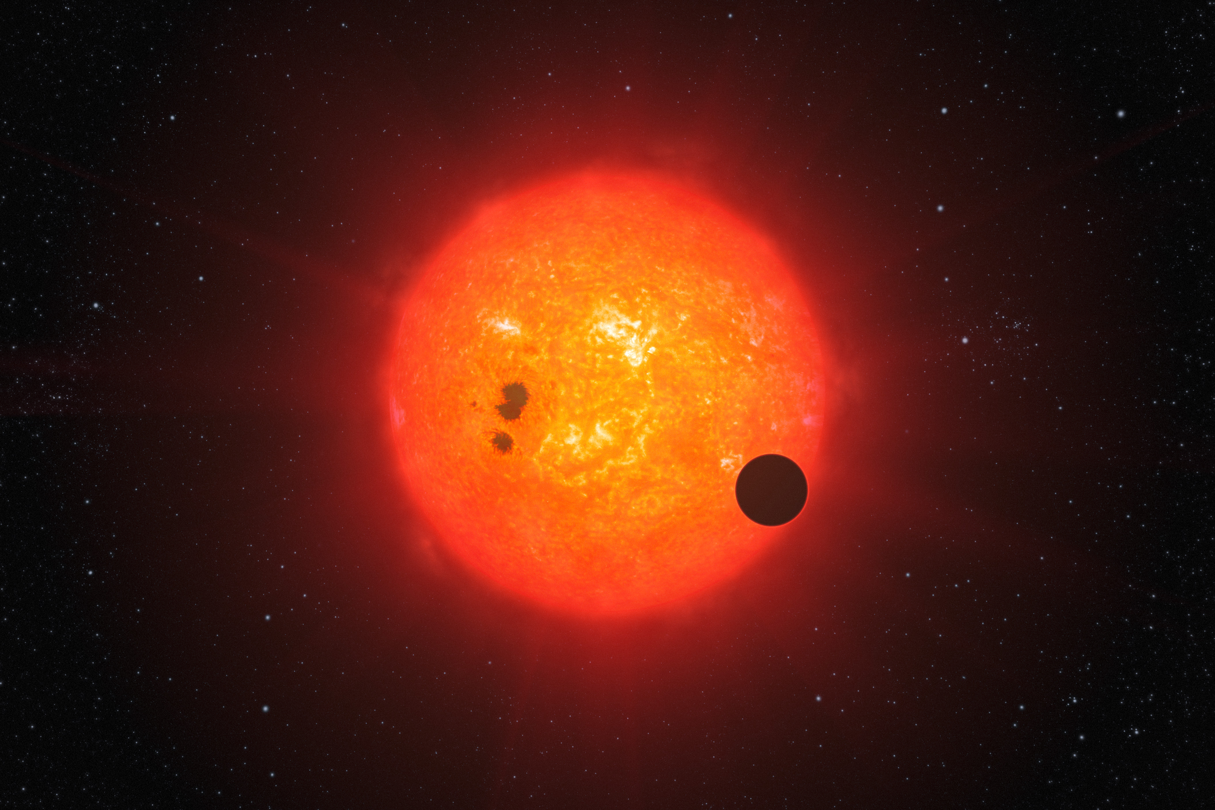 Artist's impression of exoplanet GJ1214b transiting its star HD Wallpaper