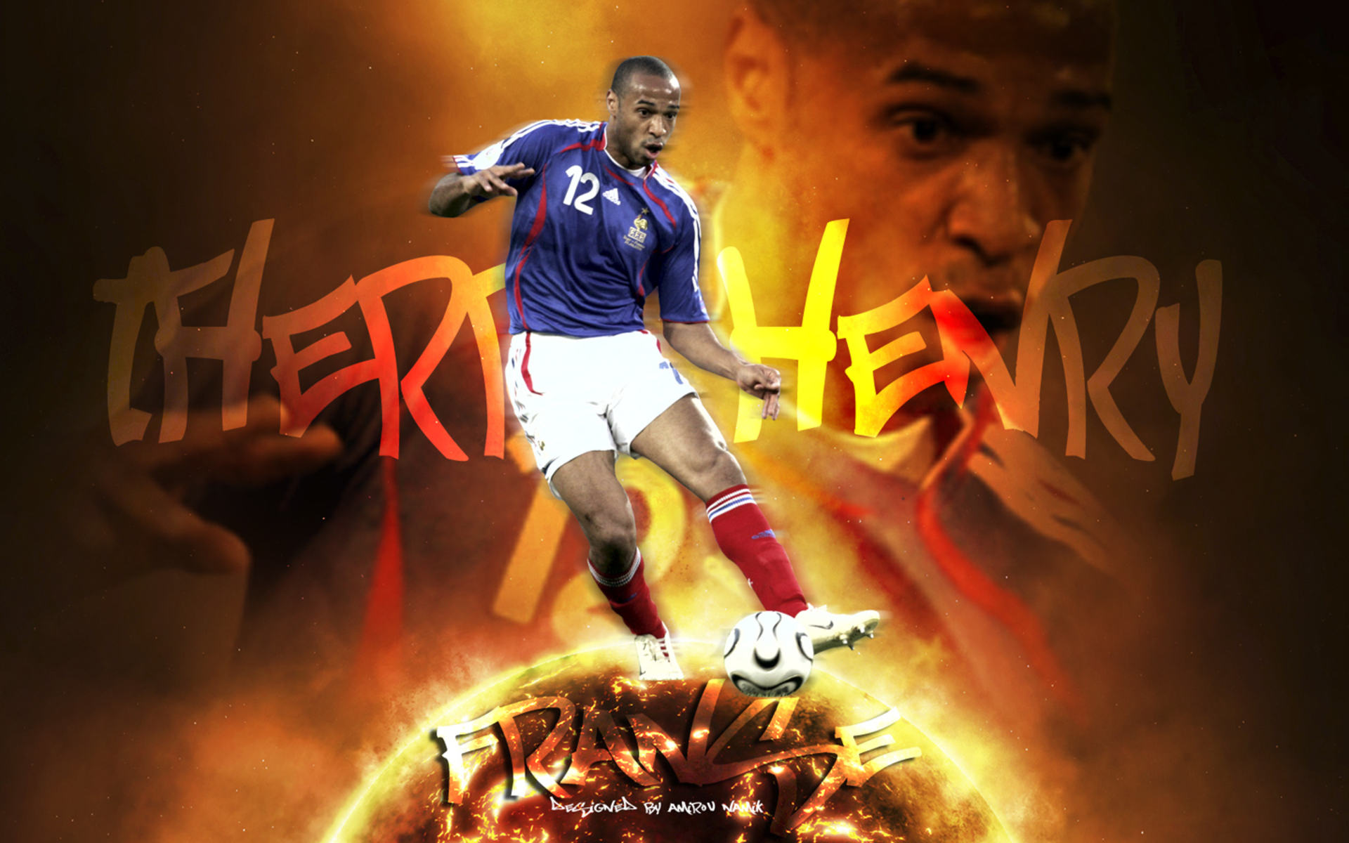 Thierry Henry France National Team Football Action HD Wallpaper