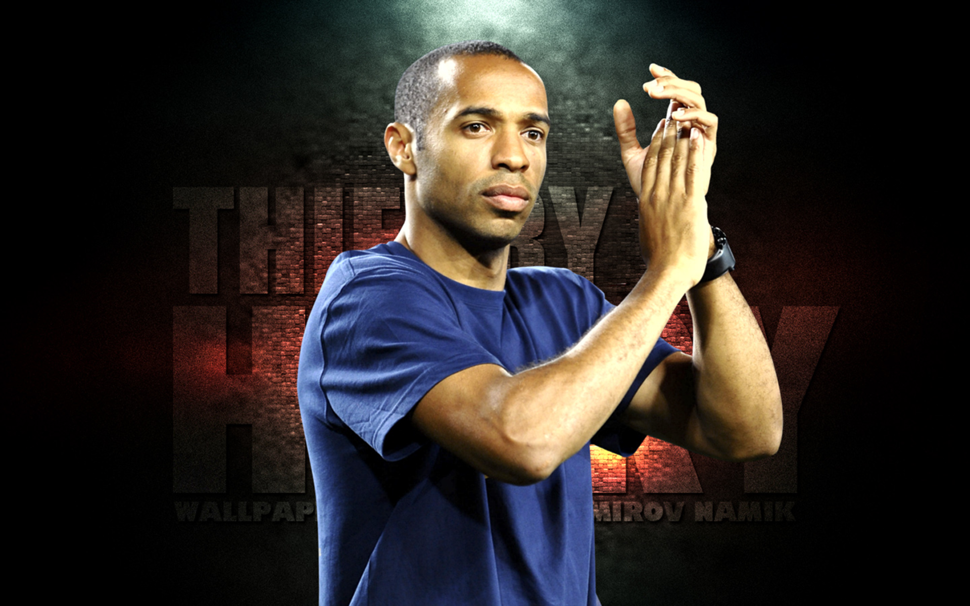 Thierry Henry clapping in blue t-shirt HD Wallpaper