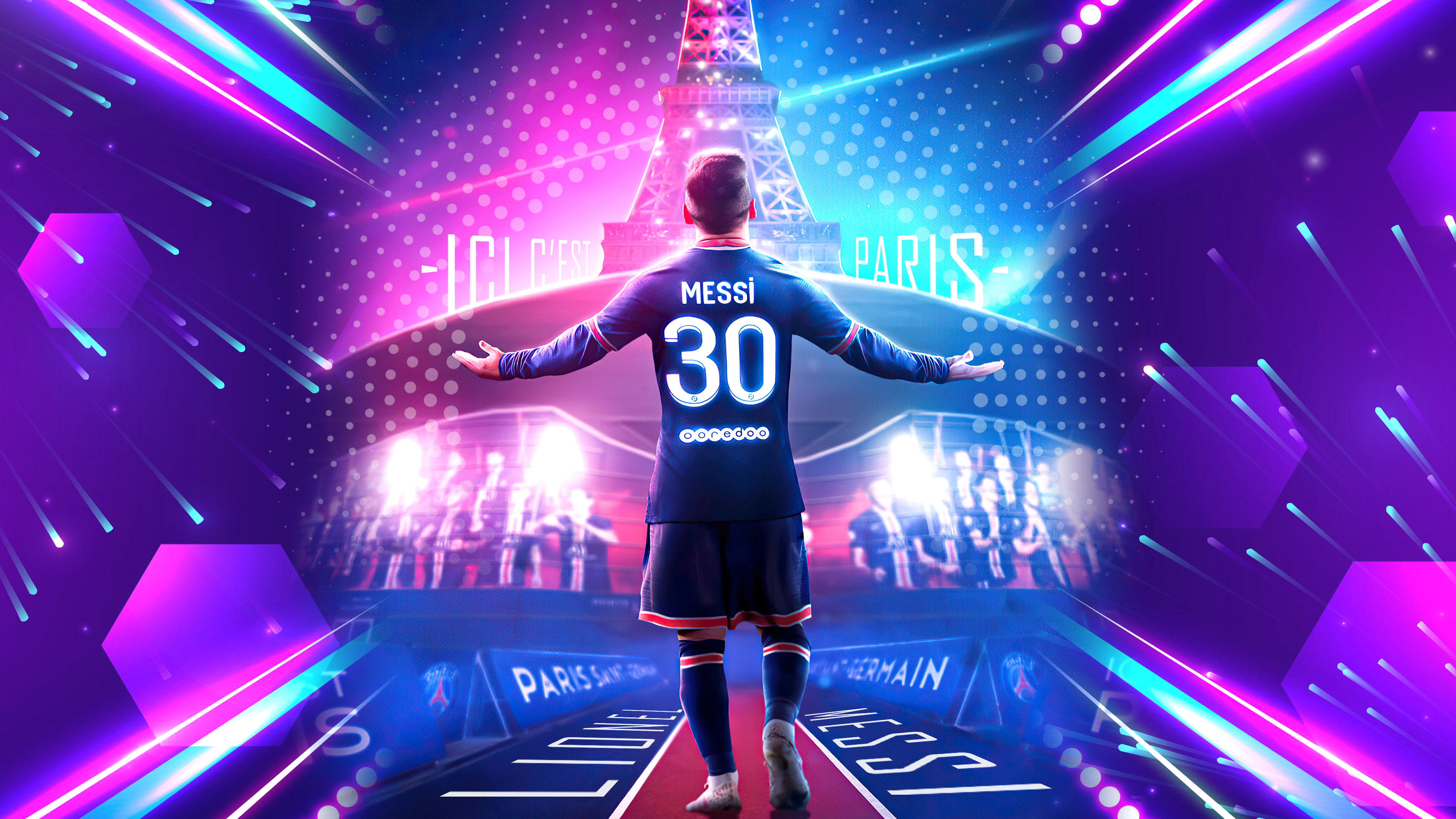 Messi in Paris Saint-Germain 4K HD Wallpaper