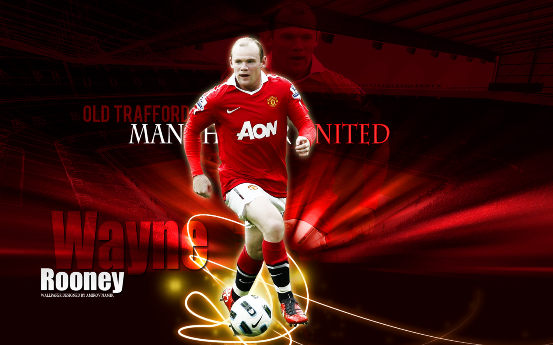Wayne Rooney Manchester United Football Action HD Wallpaper