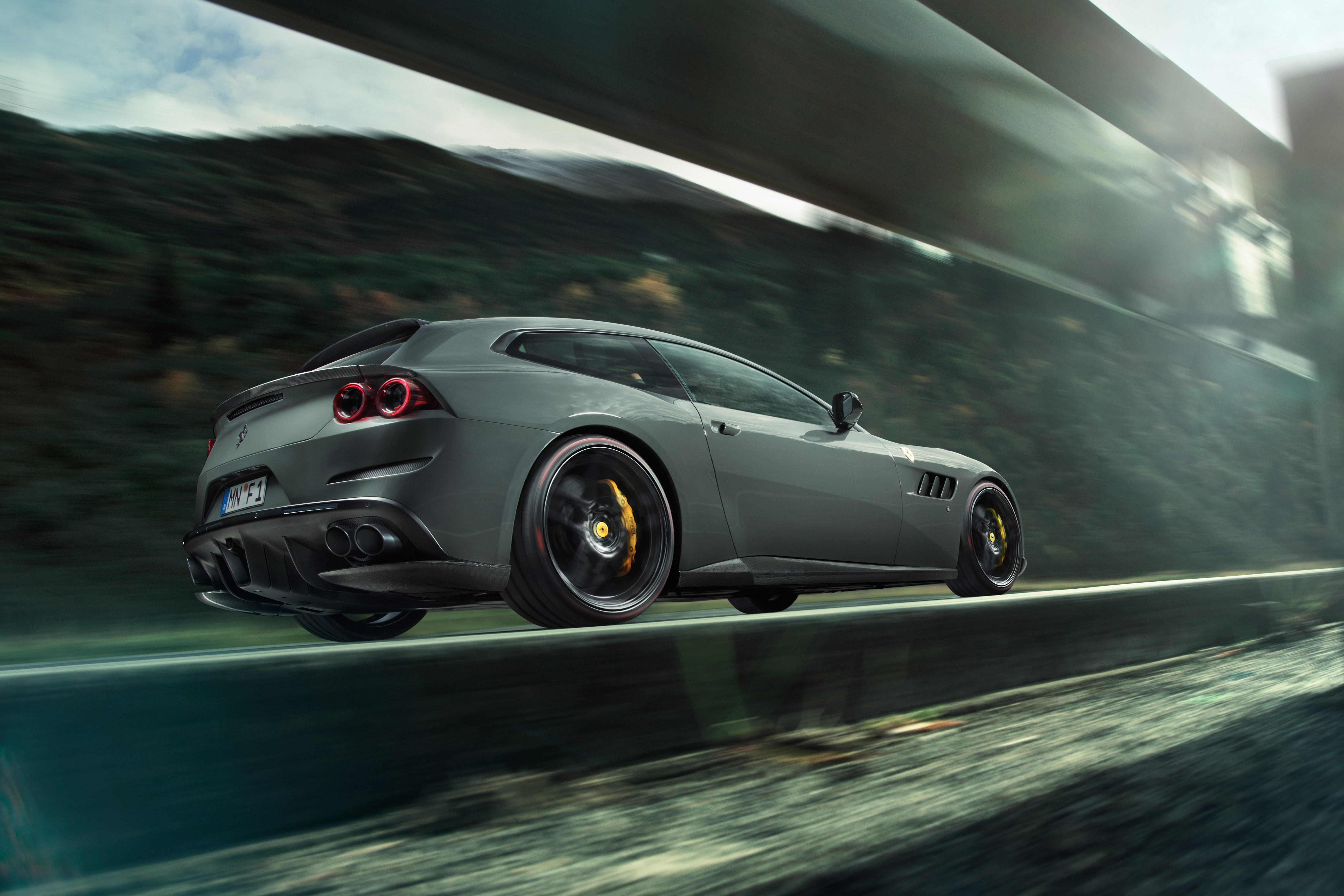 Novitec Rosso Ferrari GTC4Lusso Supercar in Motion HD Wallpaper