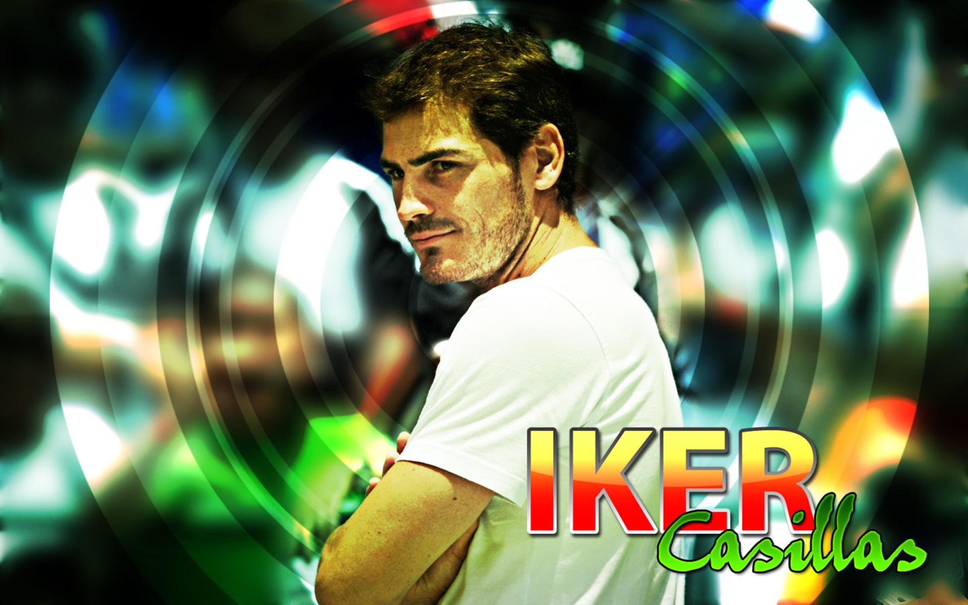 Iker Casillas looking back with stylized background HD Wallpaper
