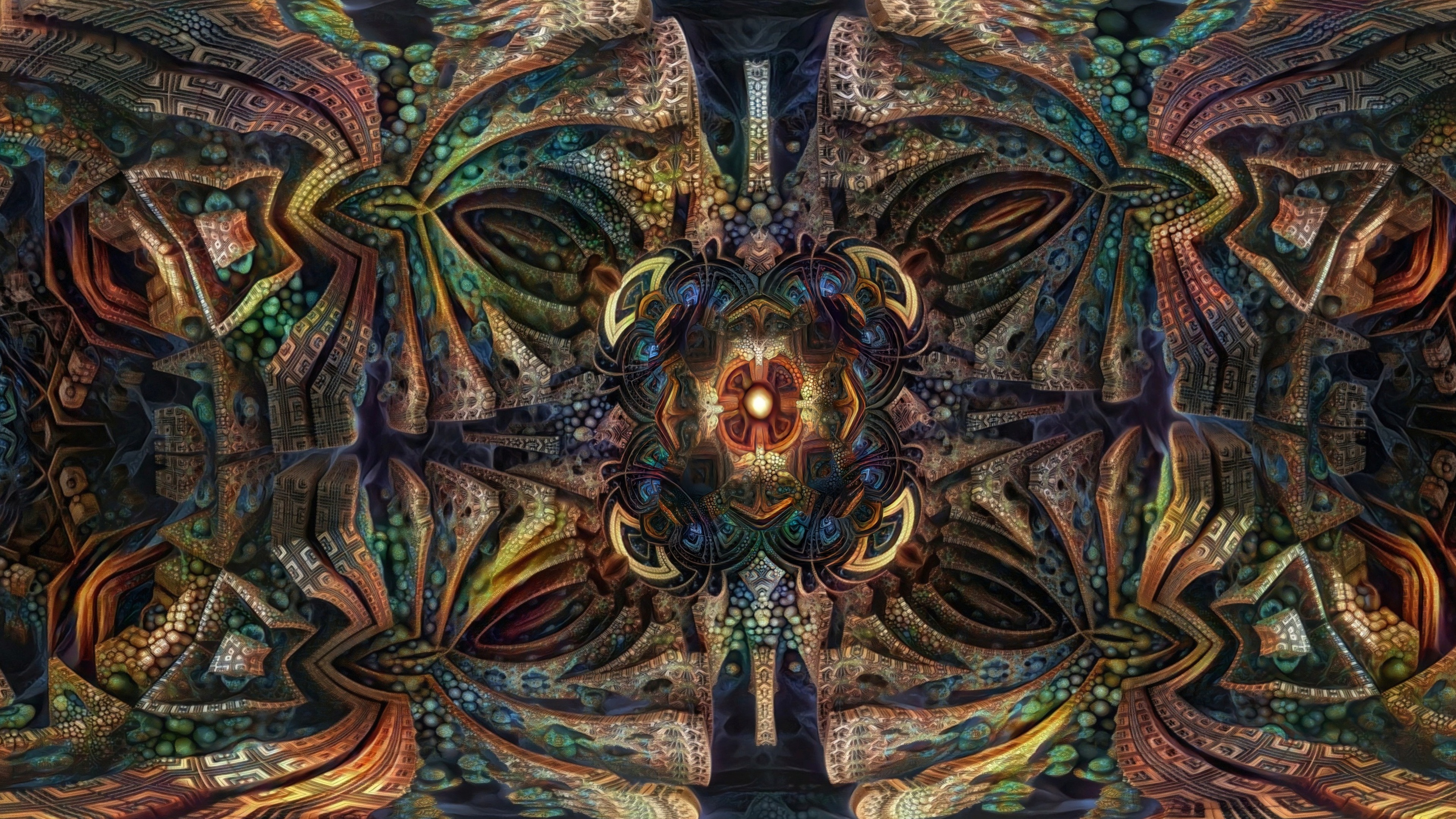Intricate Fractal Matrix Symmetry Art HD Wallpaper