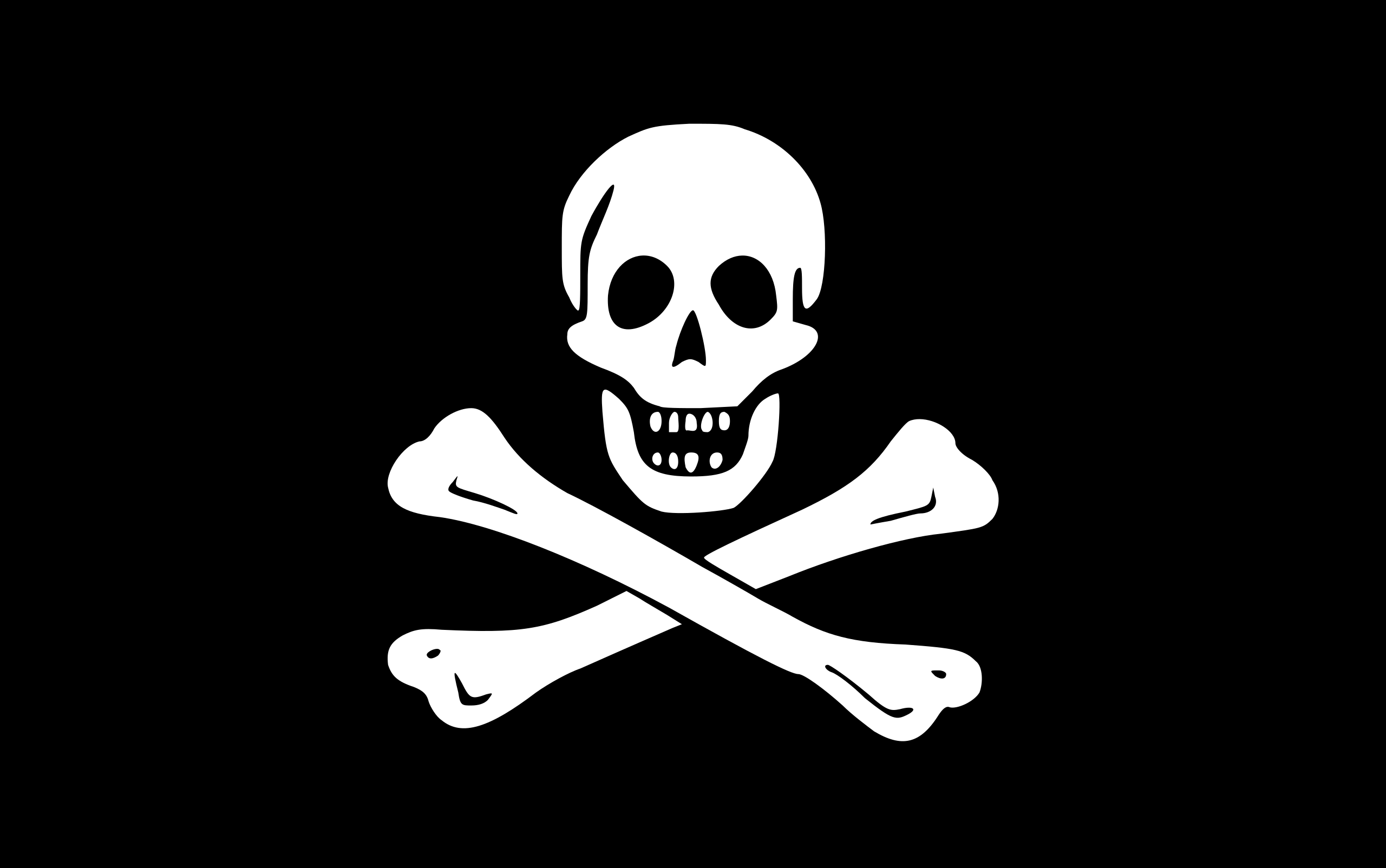 Black and White Jolly Roger Skull and Crossbones HD Wallpaper