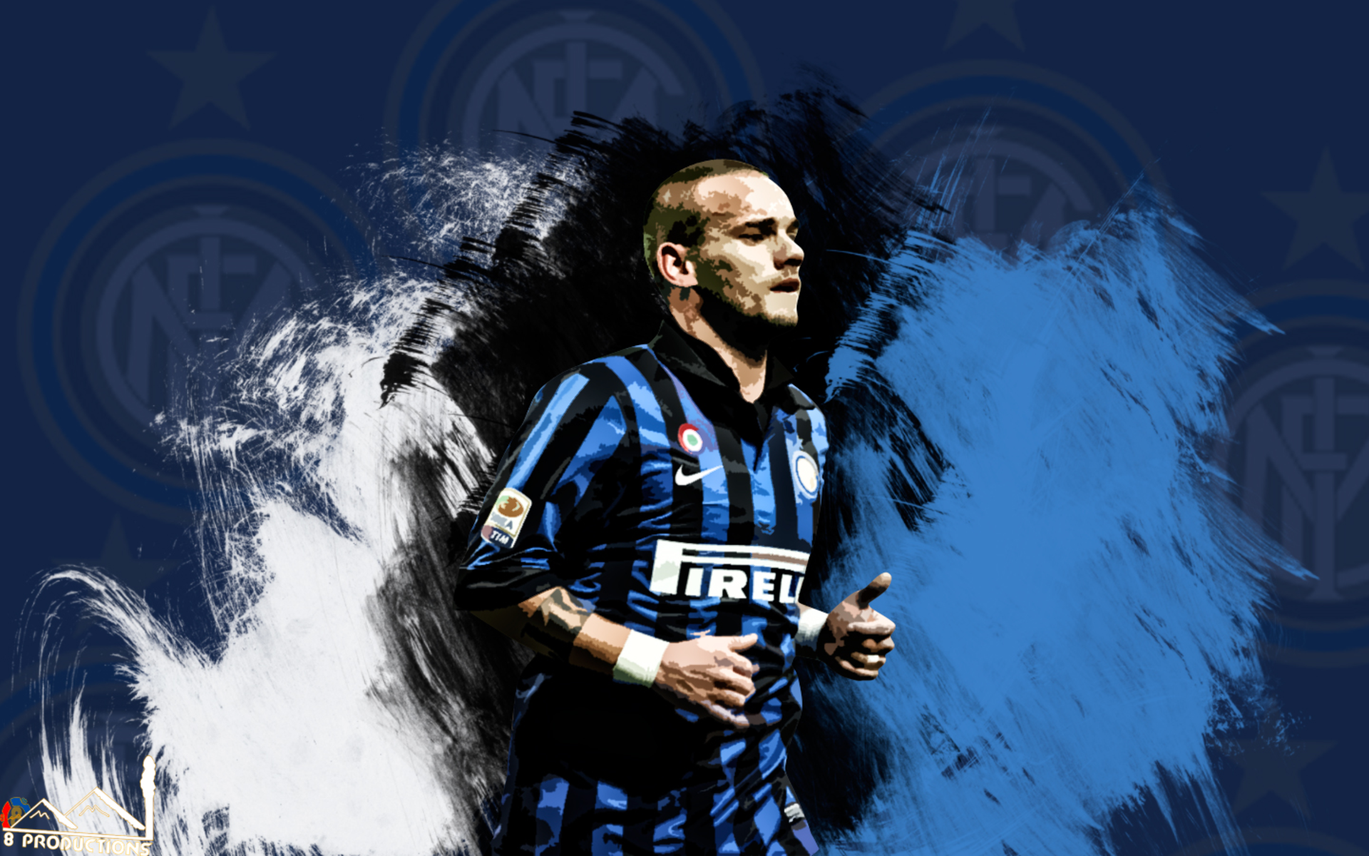 Wesley Sneijder Inter Milan stylized portrait HD Wallpaper