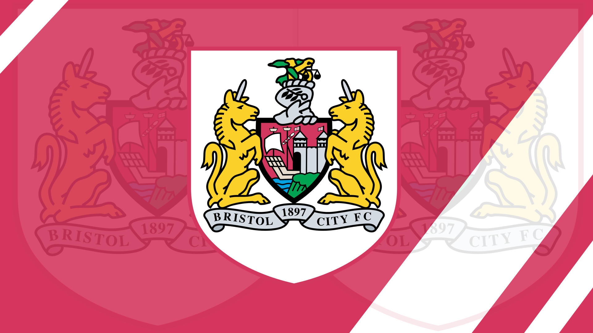 Bristol City F.C. Emblem on Red and White Background HD Wallpaper