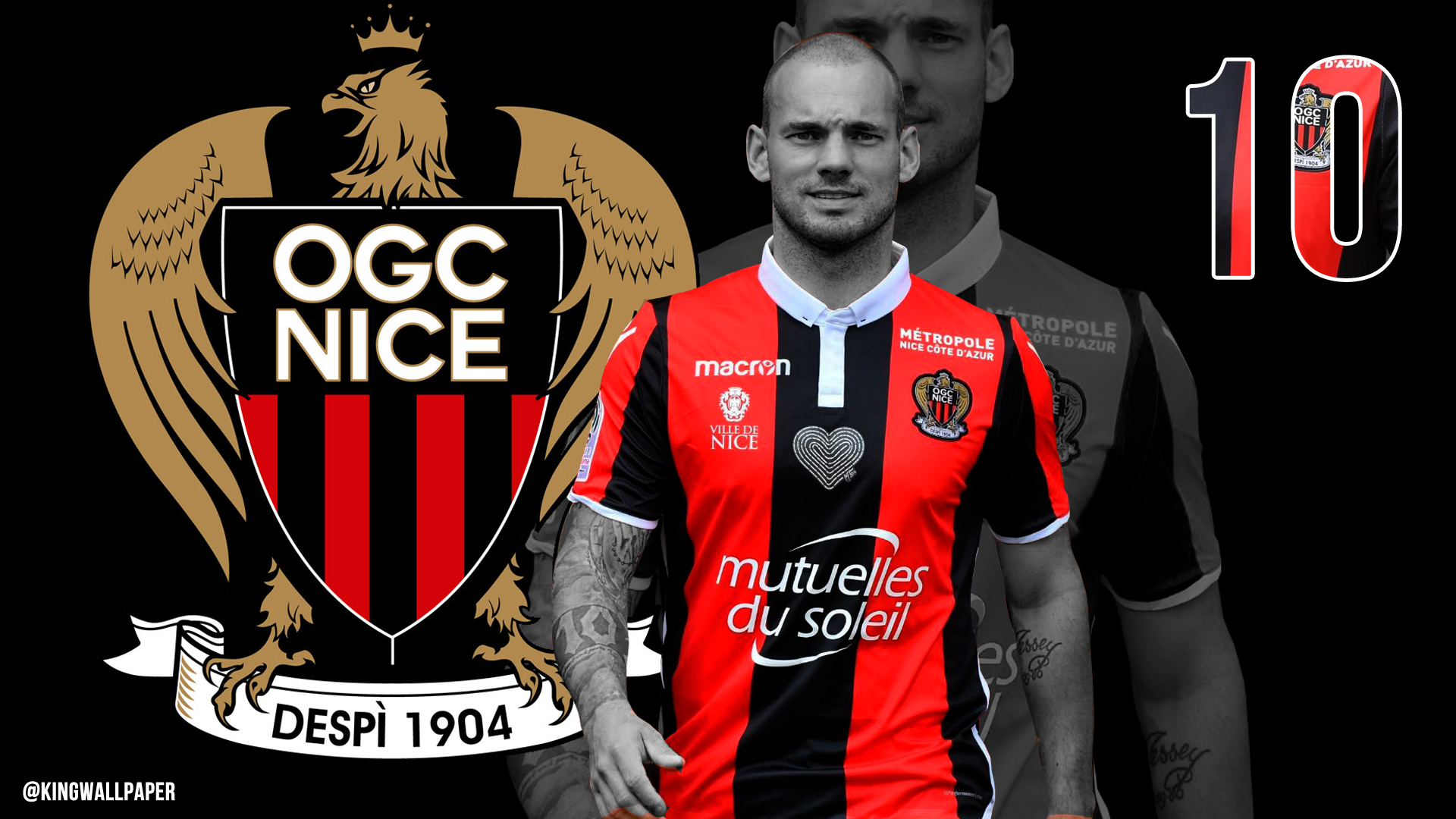 Wesley Sneijder OGC Nice Number 10 HD Wallpaper