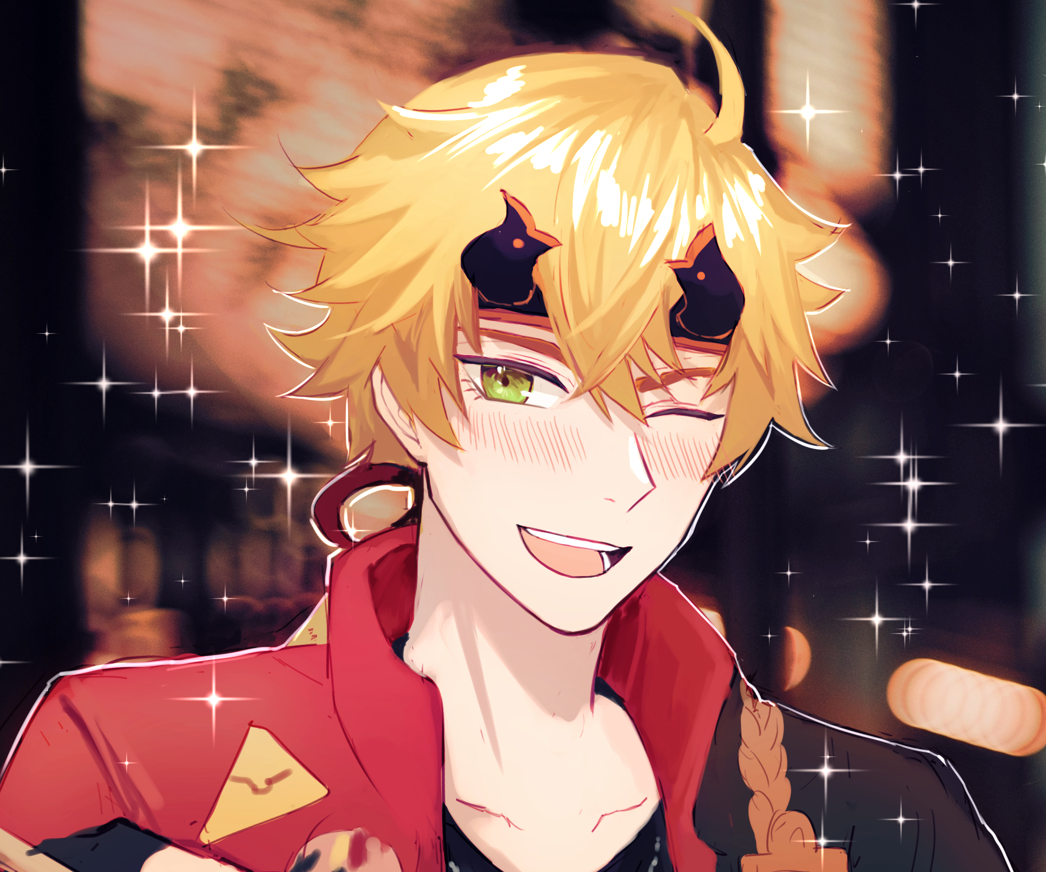 Thoma (Genshin Impact) Winking and Smiling with Sparkles HD Wallpaper