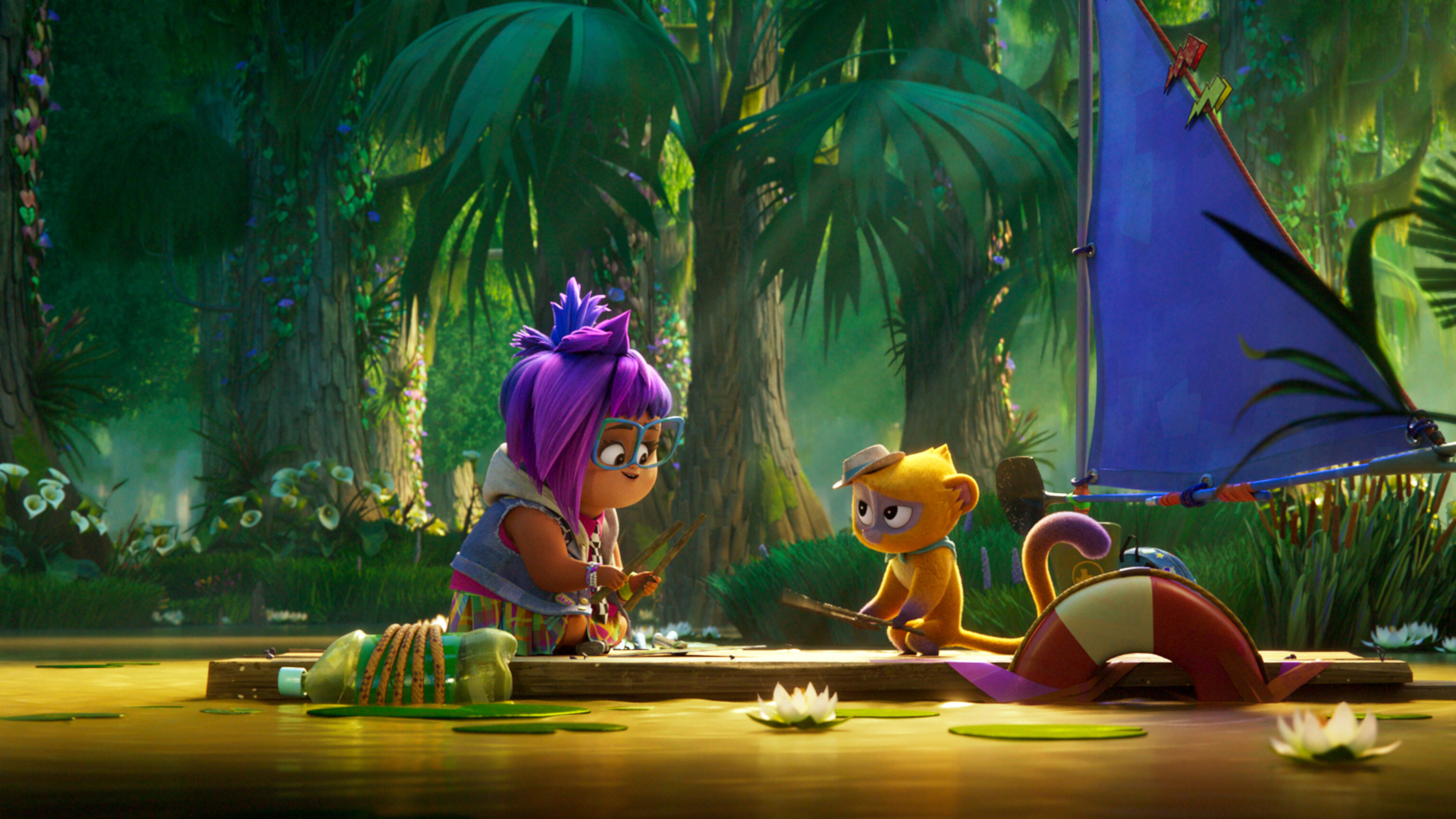 Gabi and Vivo crafting on a raft HD Wallpaper