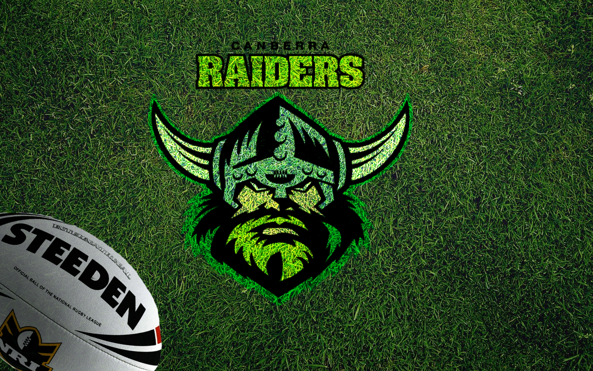 Canberra Raiders NRL Logo and Rugby Ball HD Wallpaper