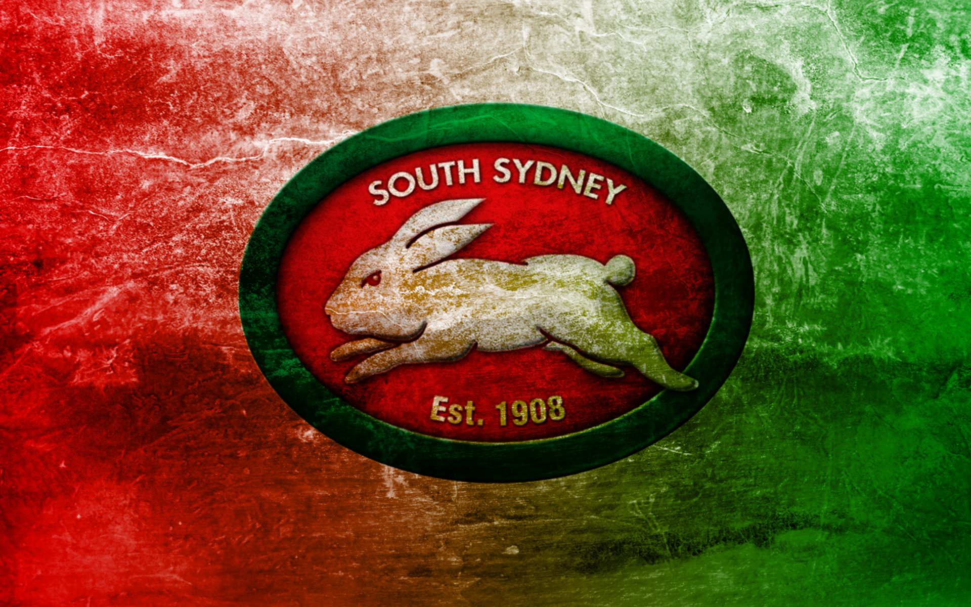 South Sydney Rabbitohs NRL Logo Red Green Grunge HD Wallpaper