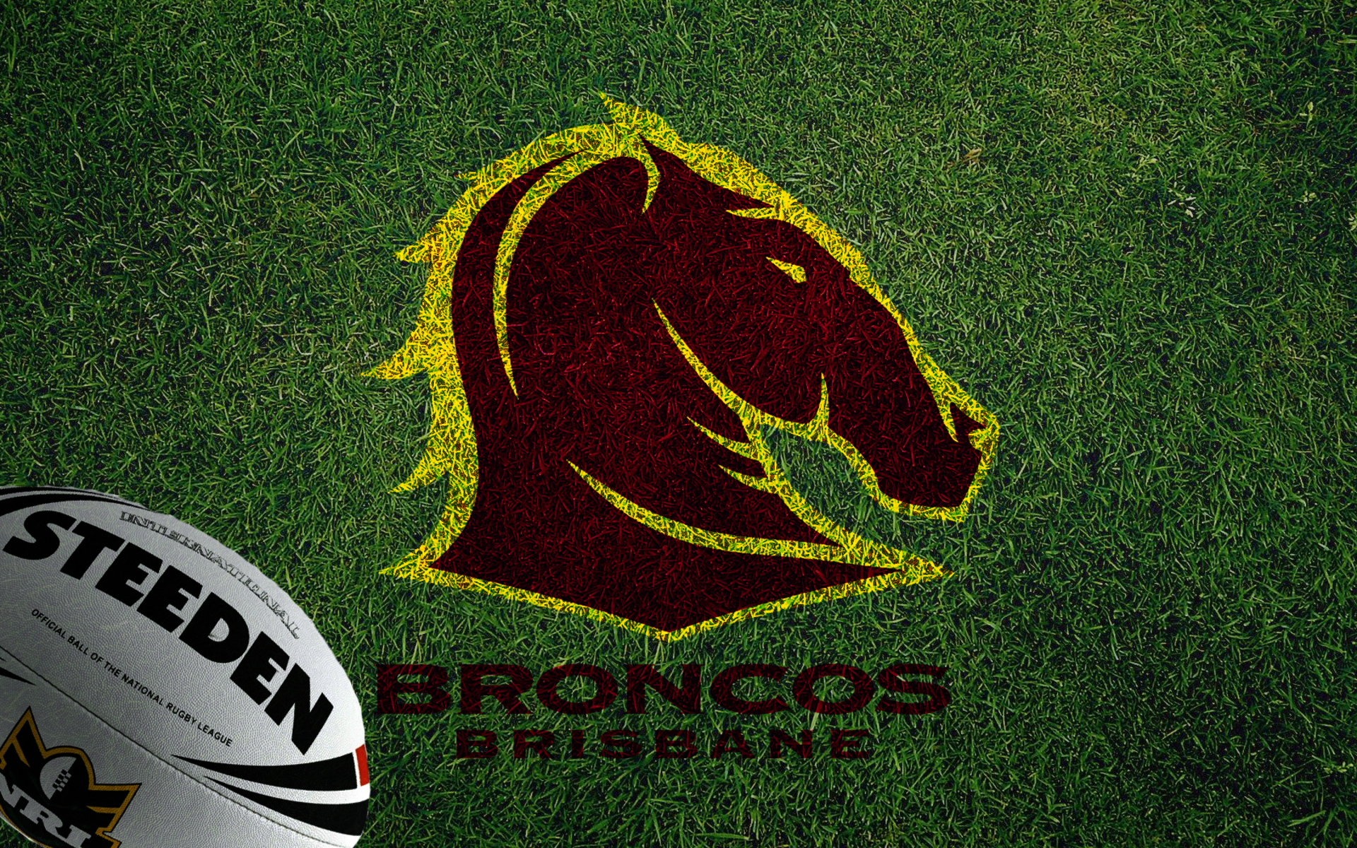 NRL Brisbane Broncos Logo and Steeden Rugby Ball HD Wallpaper