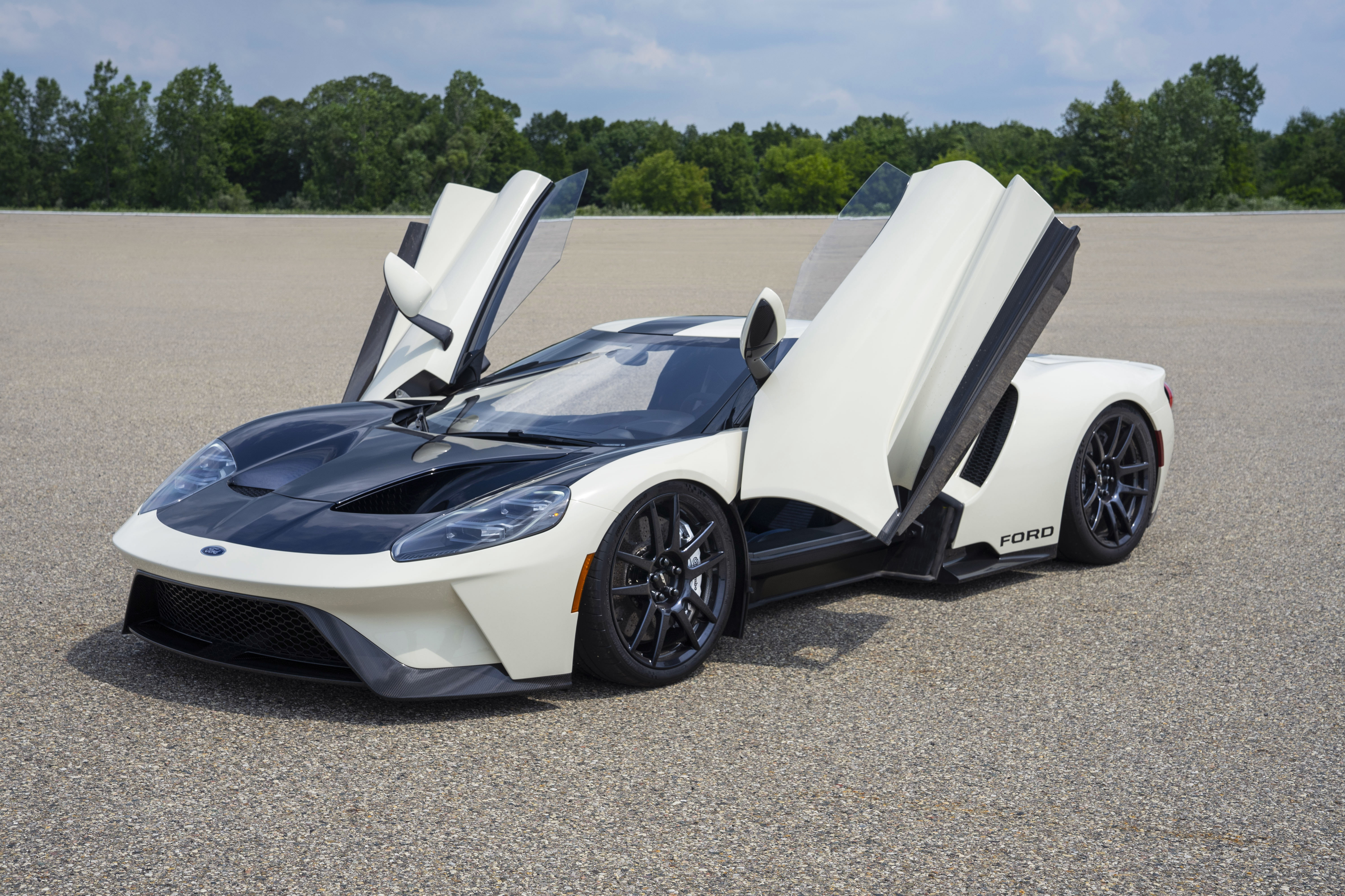 Ford GT 64 Heritage Edition Supercar with open doors HD Wallpaper