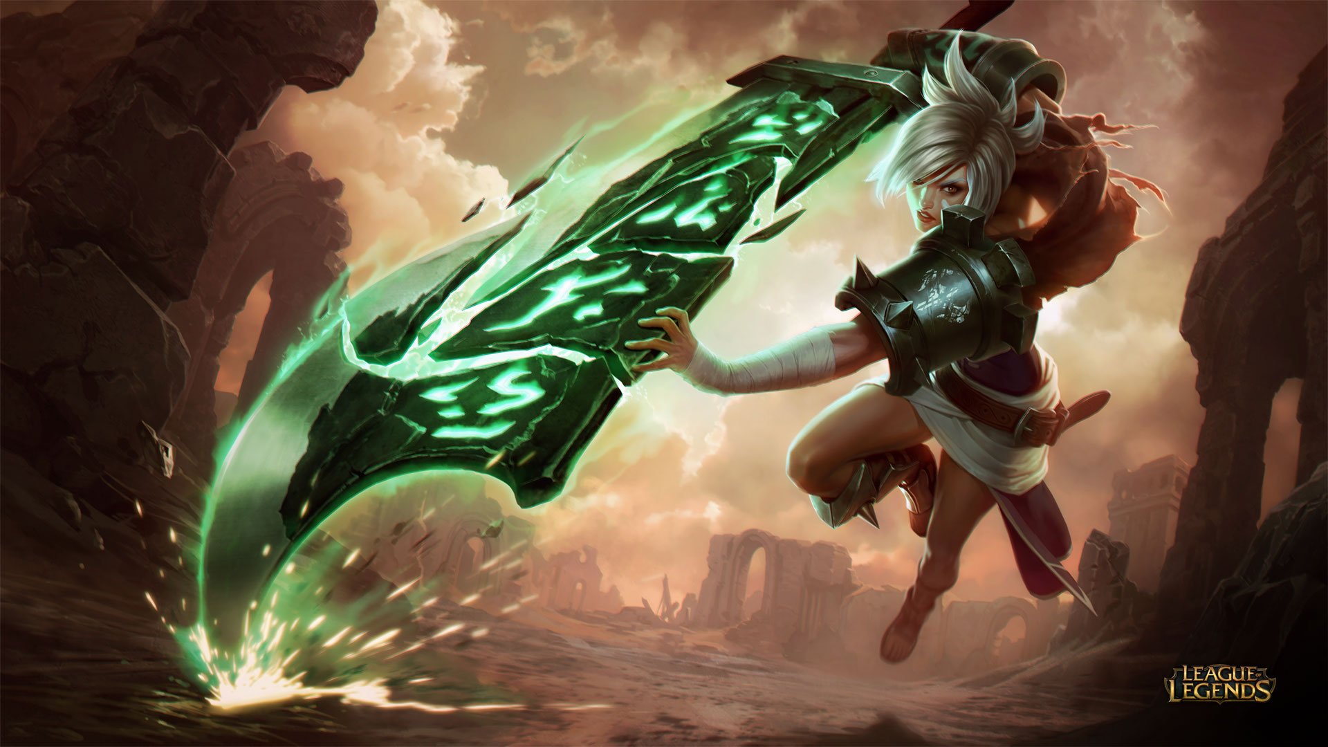 Riven (League Of Legends) unleashing her ultimate ability HD Wallpaper