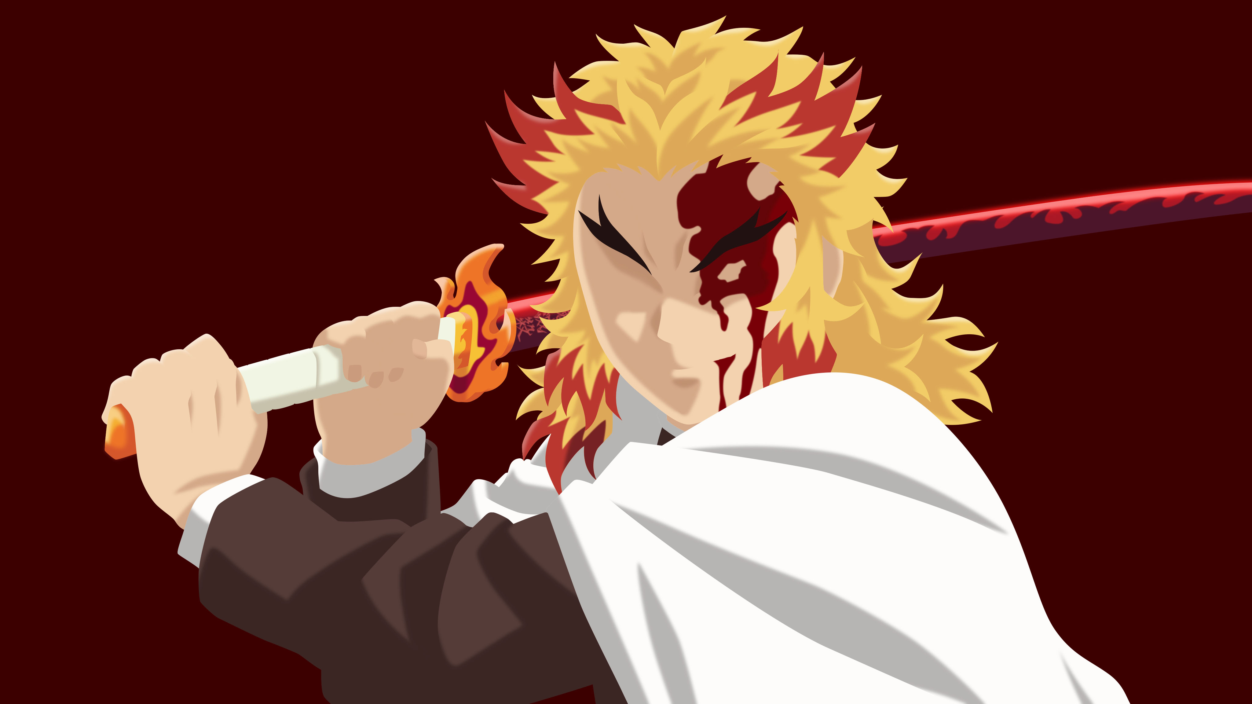 Kyojuro Rengoku Intense Minimalist 4K Art HD Wallpaper