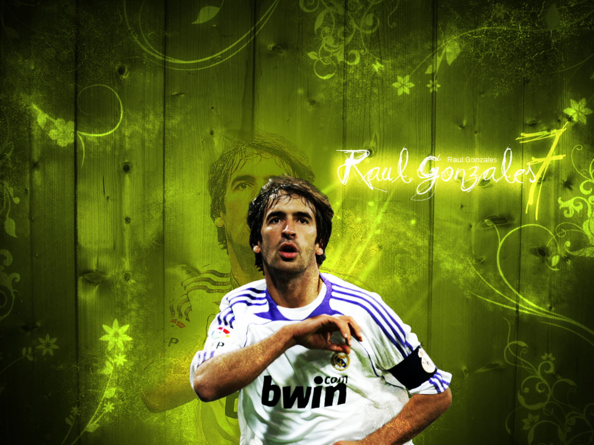 Raúl González Blanco Real Madrid green glowing art HD Wallpaper
