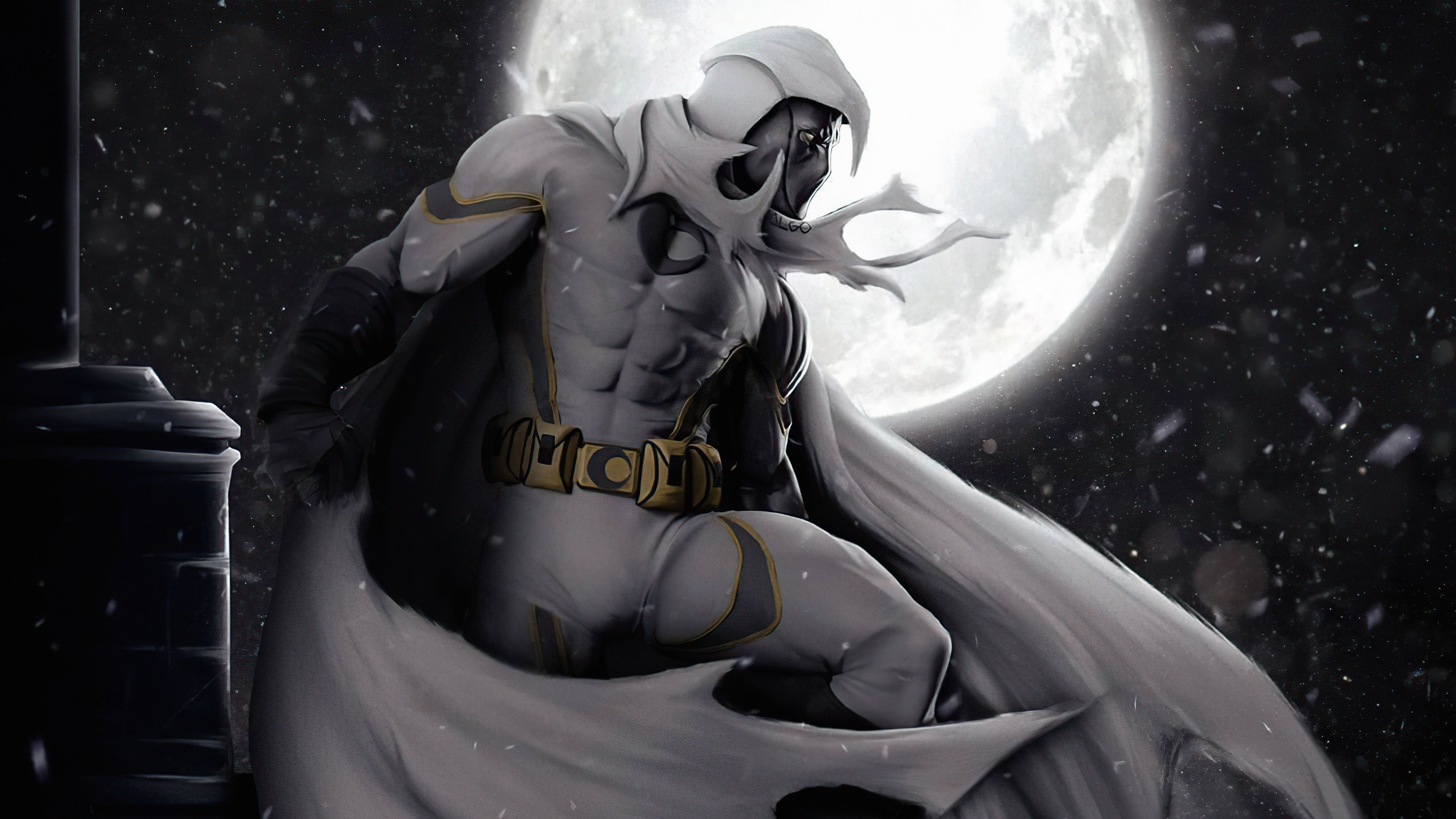 Moon Knight Marvel Comics under a full moon HD Wallpaper