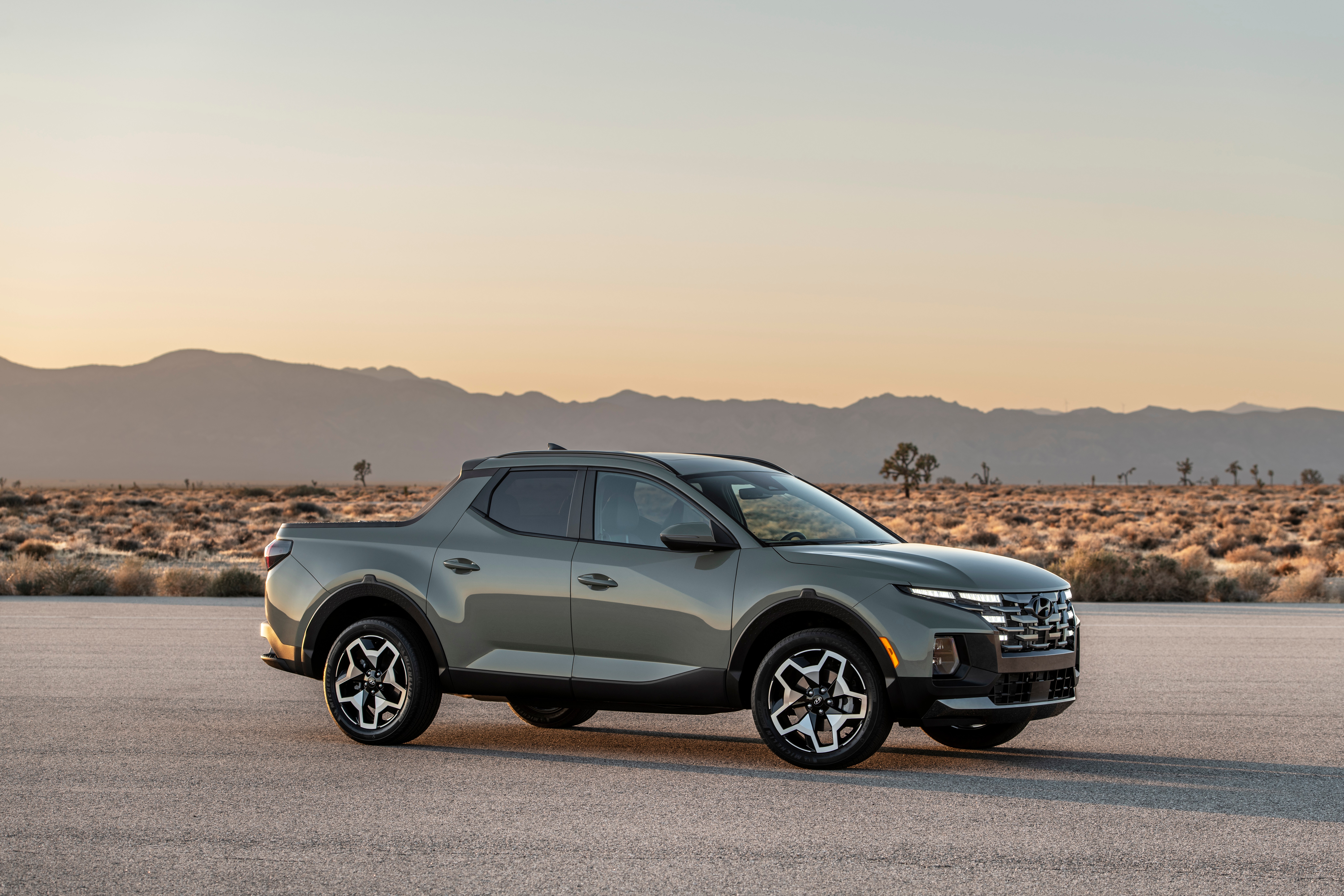 Hyundai Santa Cruz Pickup in Desert Landscape HD Wallpaper