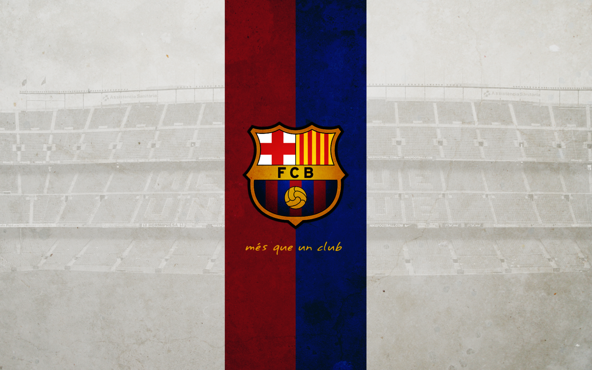 FC Barcelona Logo on Red Blue Stadium HD Wallpaper