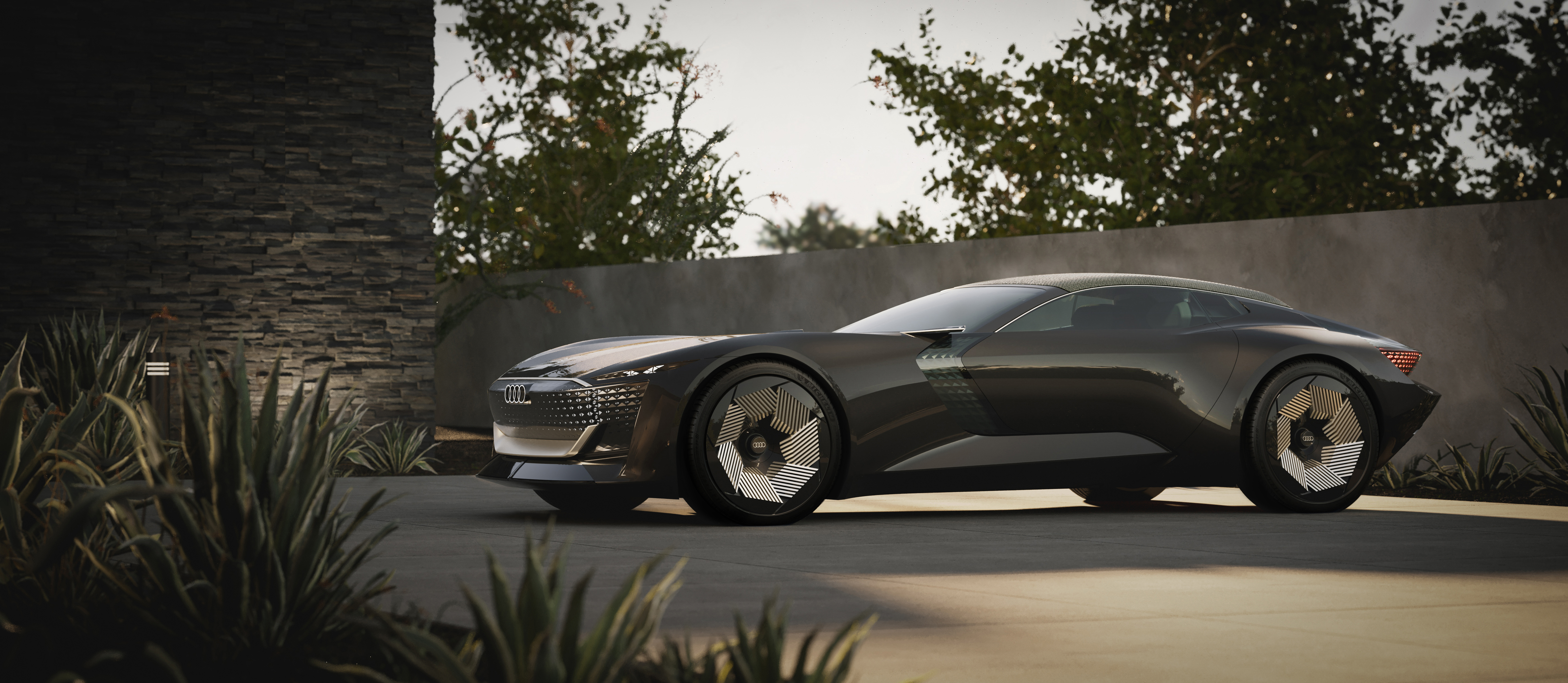 Sleek Audi Skysphere Concept Car in modern setting HD Wallpaper