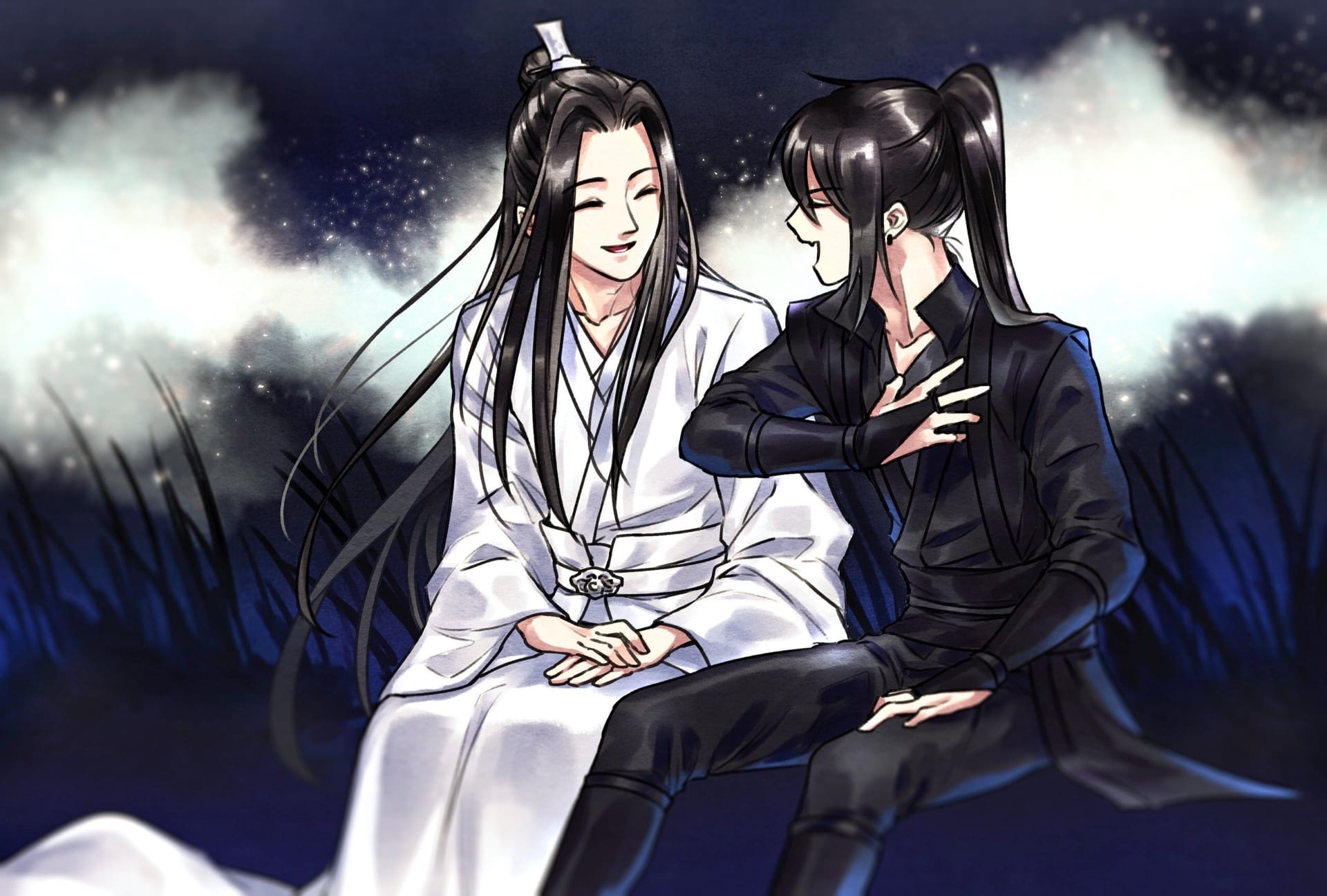Xiao Xingchen and Xue Yang under the night sky HD Wallpaper