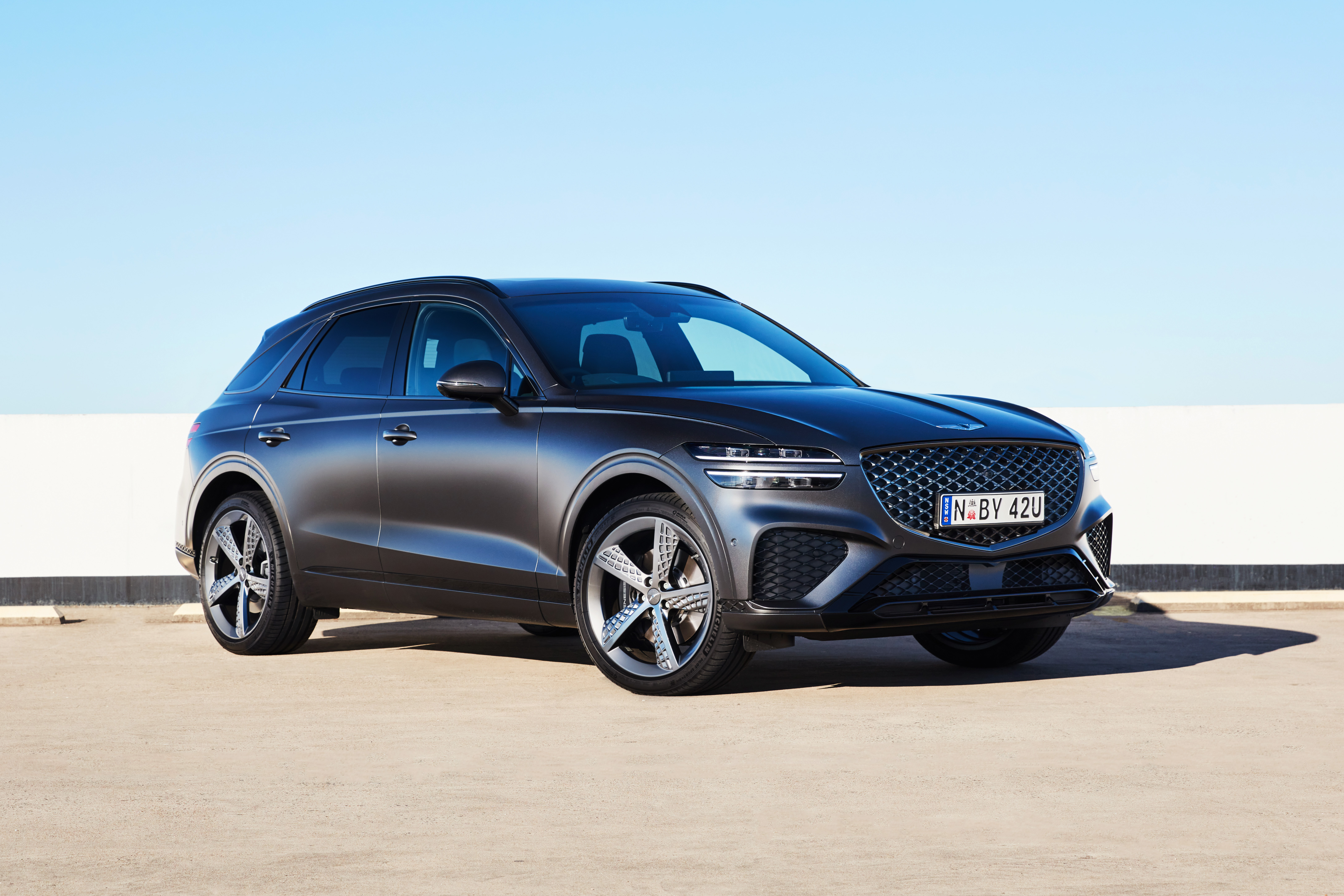 Grey Genesis GV70 3.5T AWD SUV HD Wallpaper