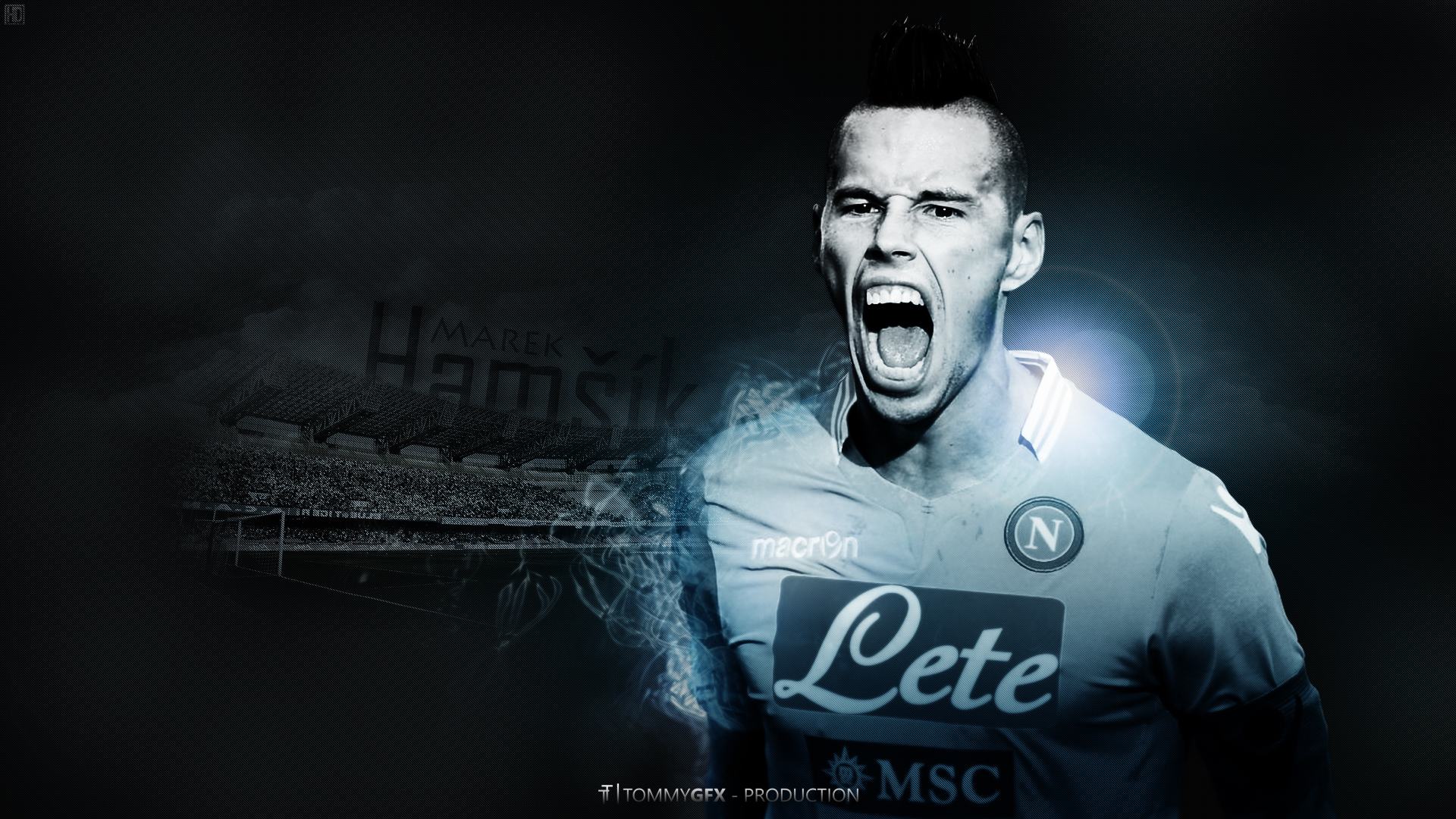 Marek Hamšík screaming in S.S.C. Napoli jersey HD Wallpaper