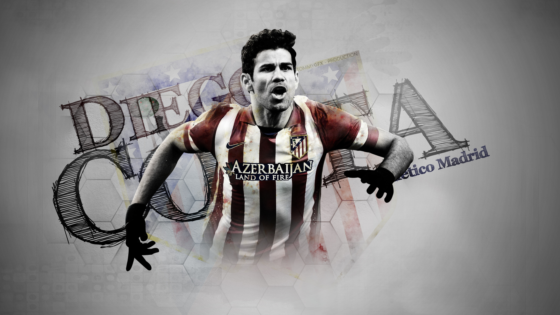 Diego Costa Atlético Madrid intense graphic HD Wallpaper