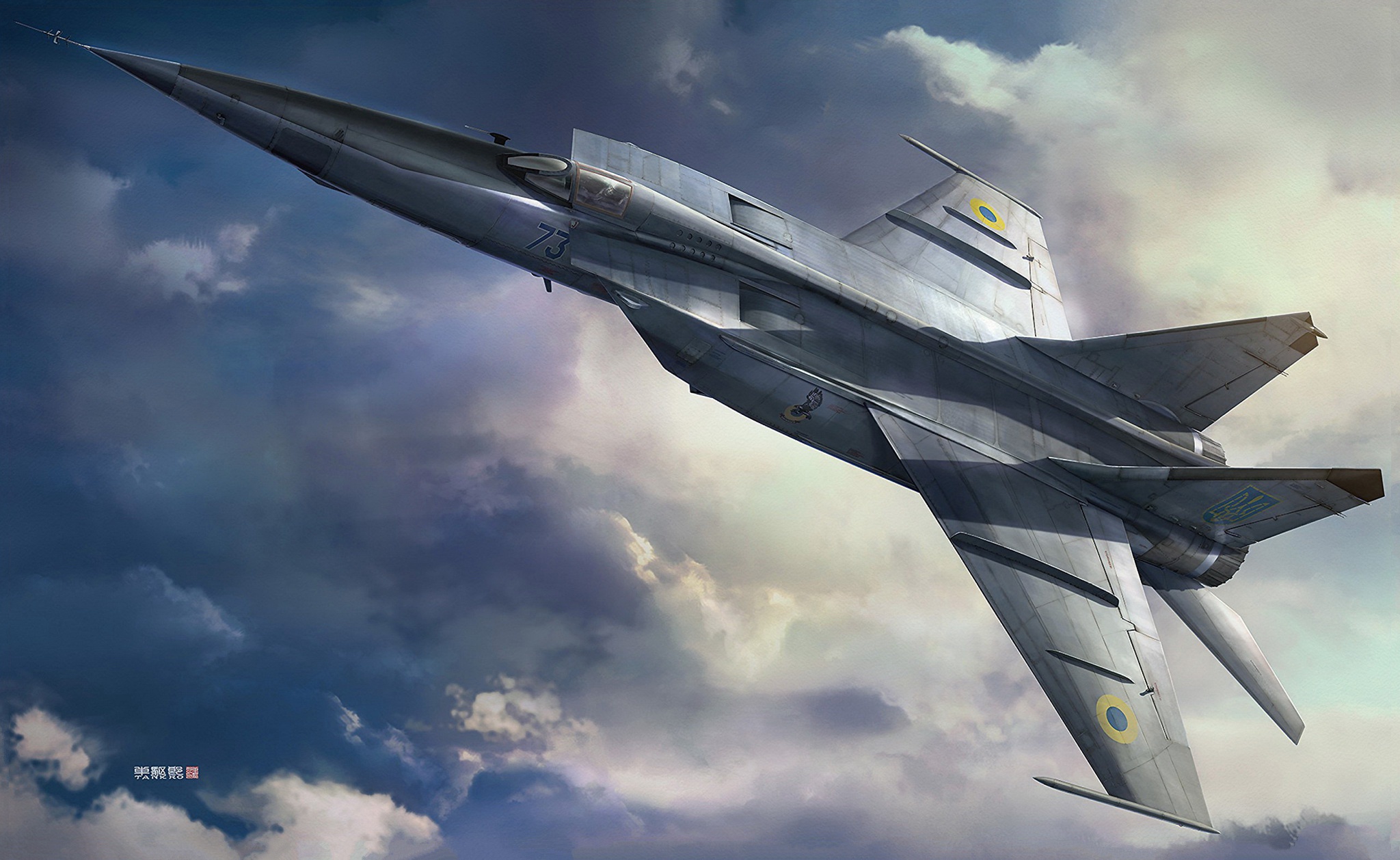 Mikoyan-Gurevich MiG-25 jet fighter in cloudy sky HD Wallpaper