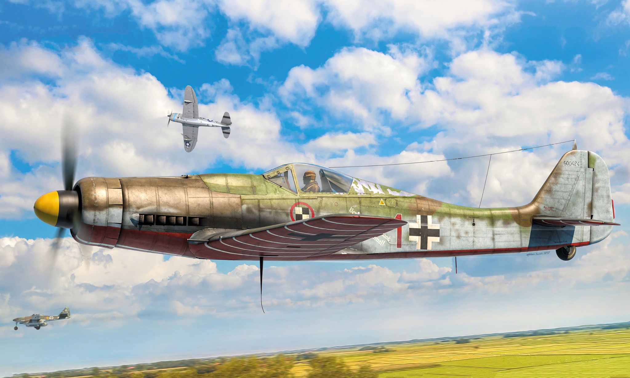 Luftwaffe Fw 190 D-9 Warplane in Flight HD Wallpaper